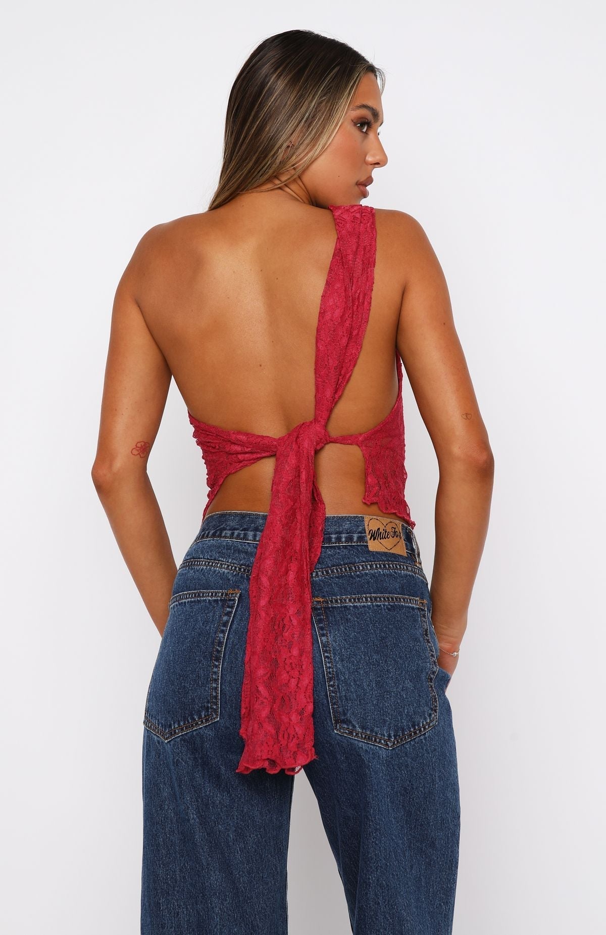 White Fox It's A Love Story Lace Top Berry