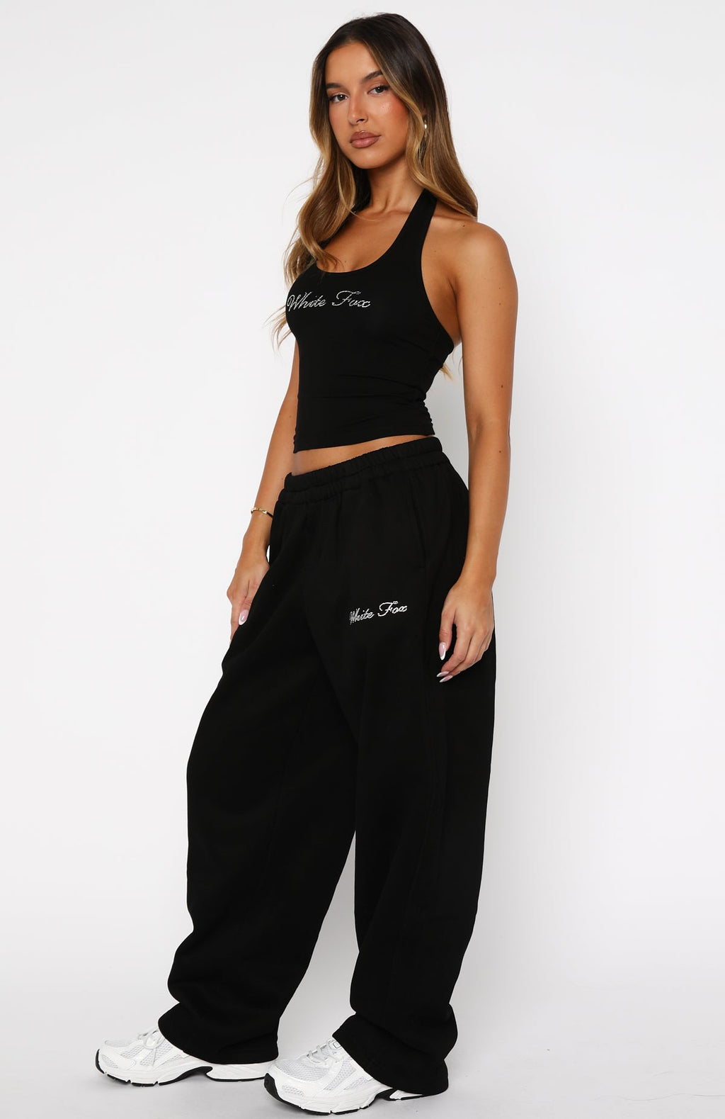 White Fox Make It Or Break It Barrel Leg Sweatpants Black