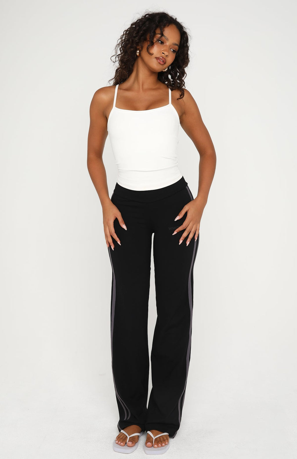 White Fox Almost Ready Straight Leg Pants Black