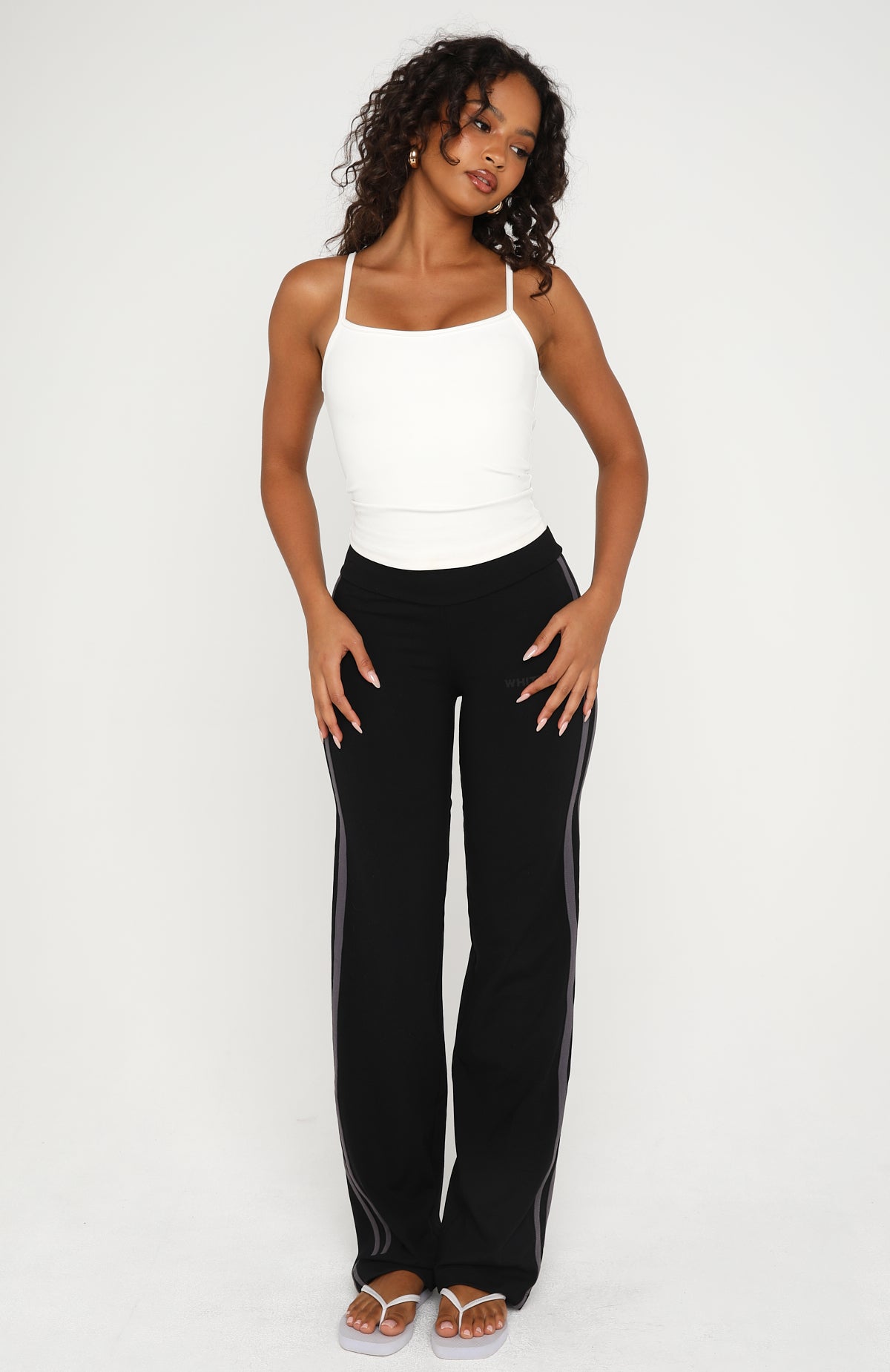 White Fox Almost Ready Straight Leg Pants Black