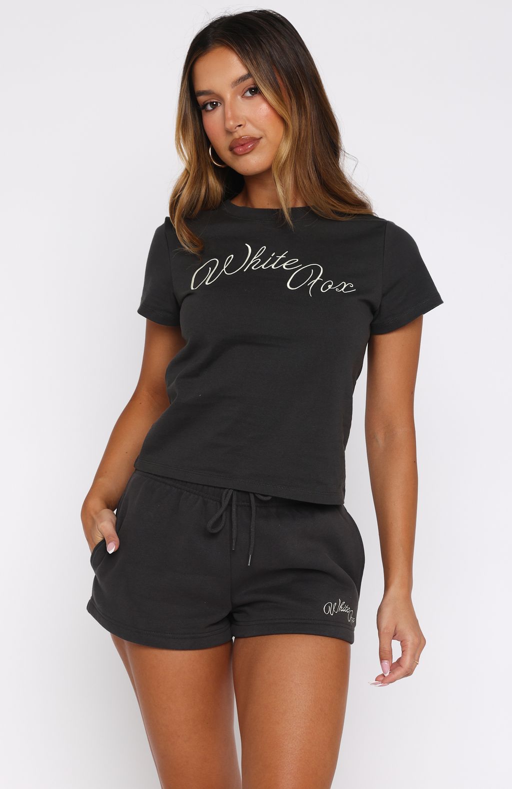 White Fox Lucky Thirteen Elsa Lounge Shorts Charcoal