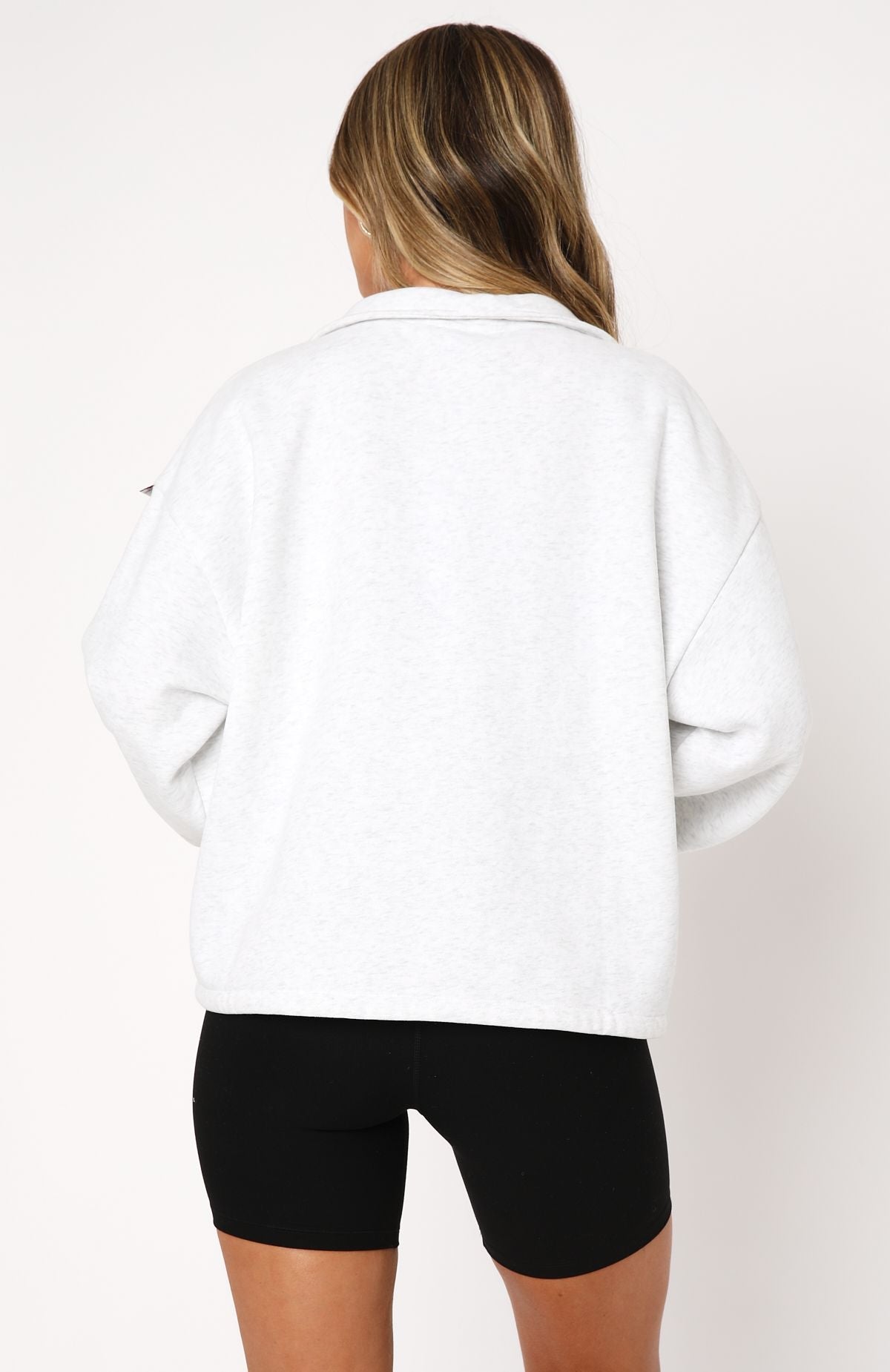White Fox Don't Look Now Zip Front Sweater Grey Marle