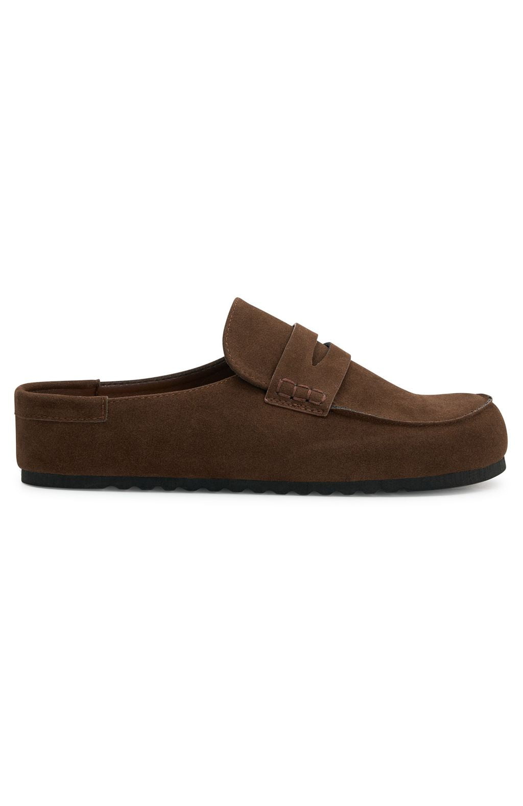 White Fox Cayson Loafer Slides Chocolate Faux Suede