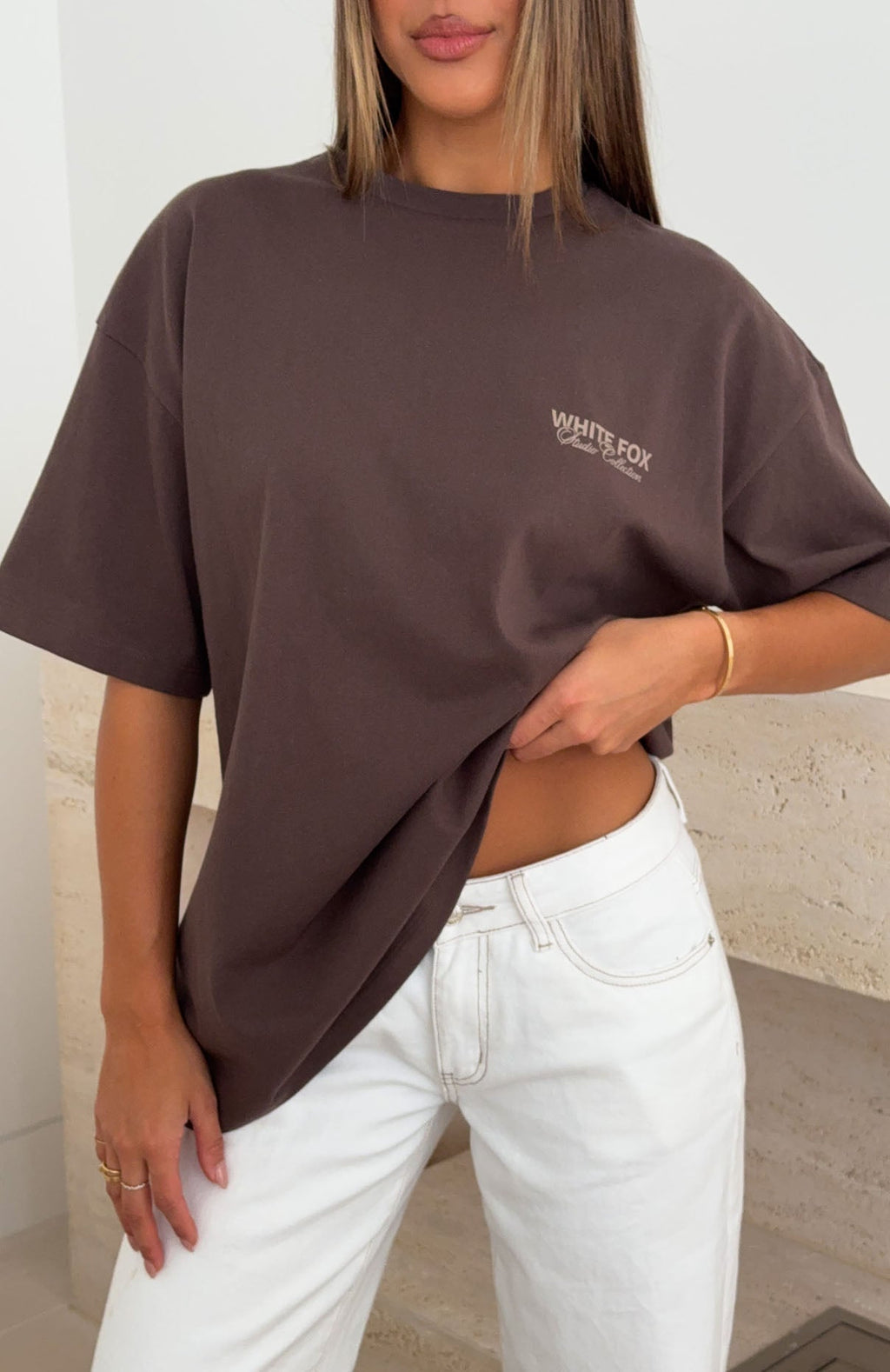 White Fox Having My Way Oversized Tee Chocolate