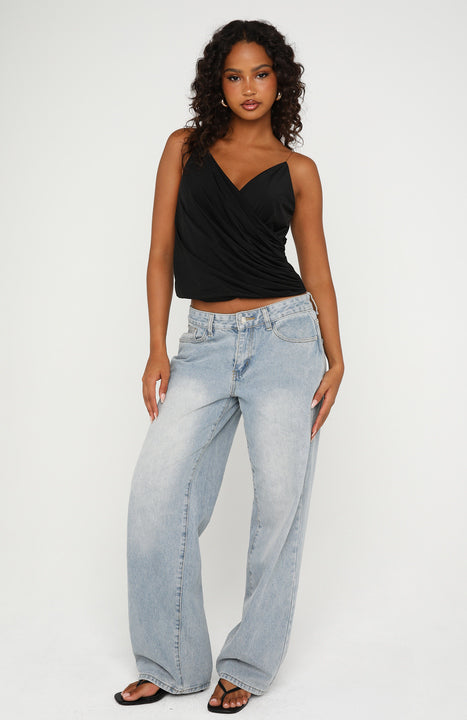 White Fox Divine On You Invisible Strap Top Black