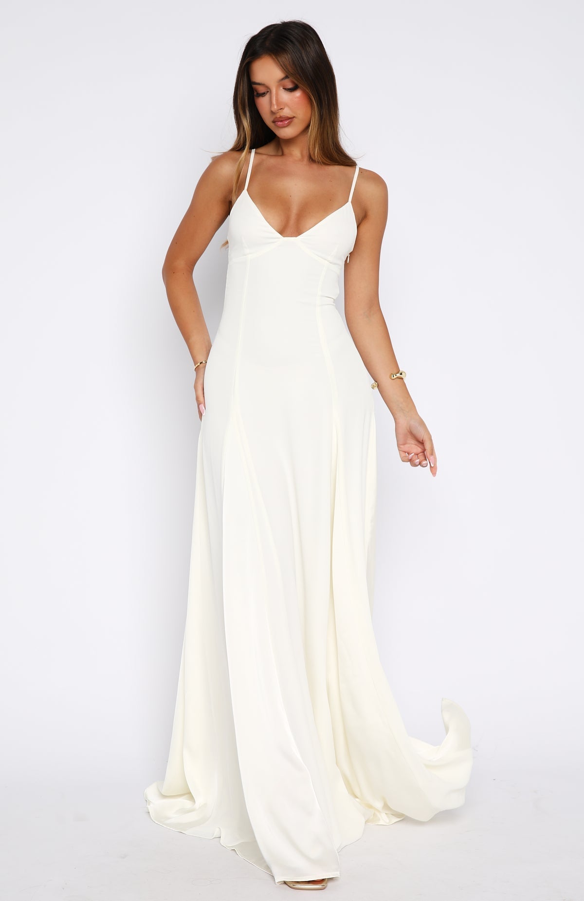 White Fox Afterparty Elegance Maxi Dress Off White