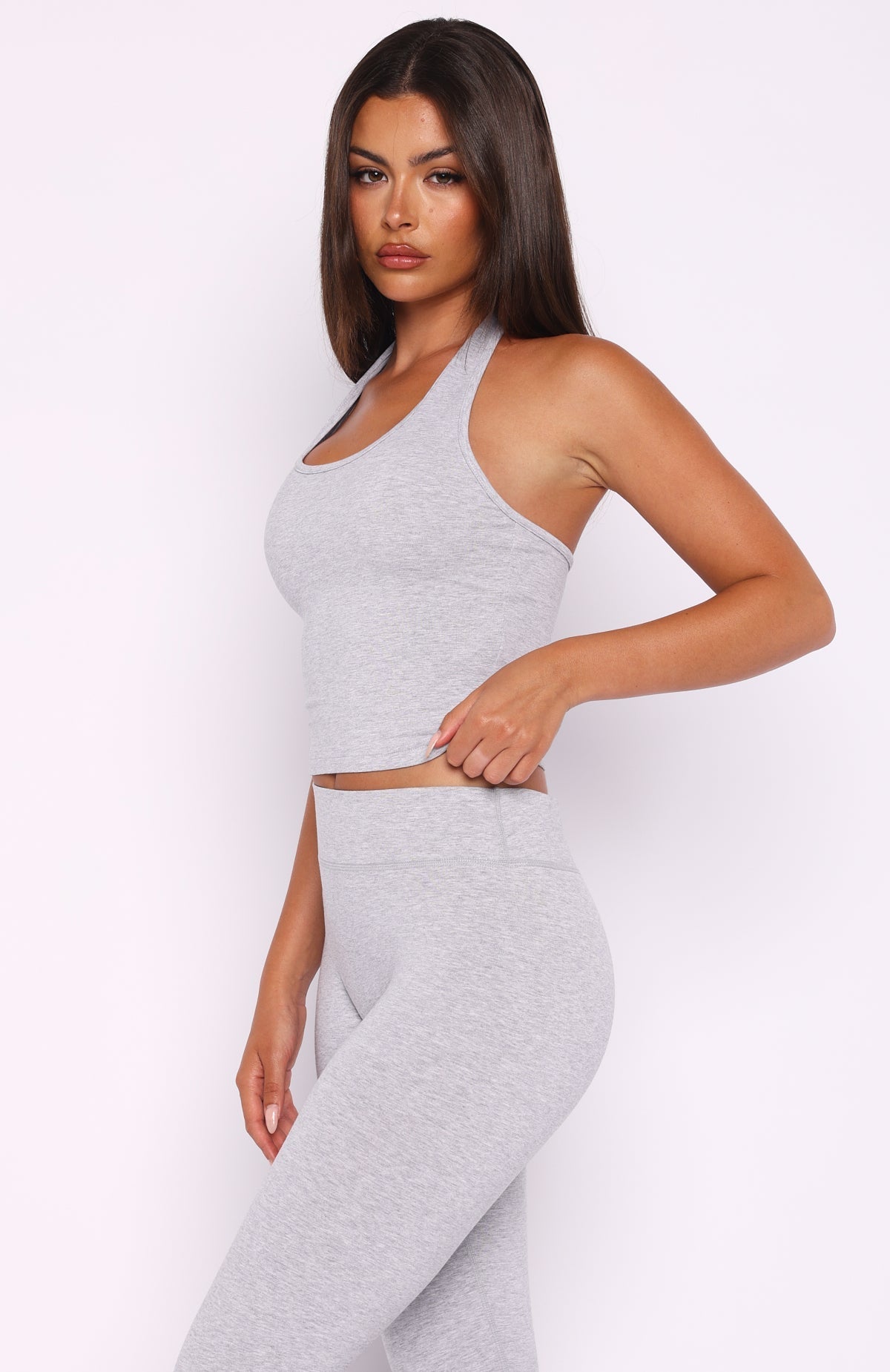White Fox Focus On The Good Halter Top Grey Marle
