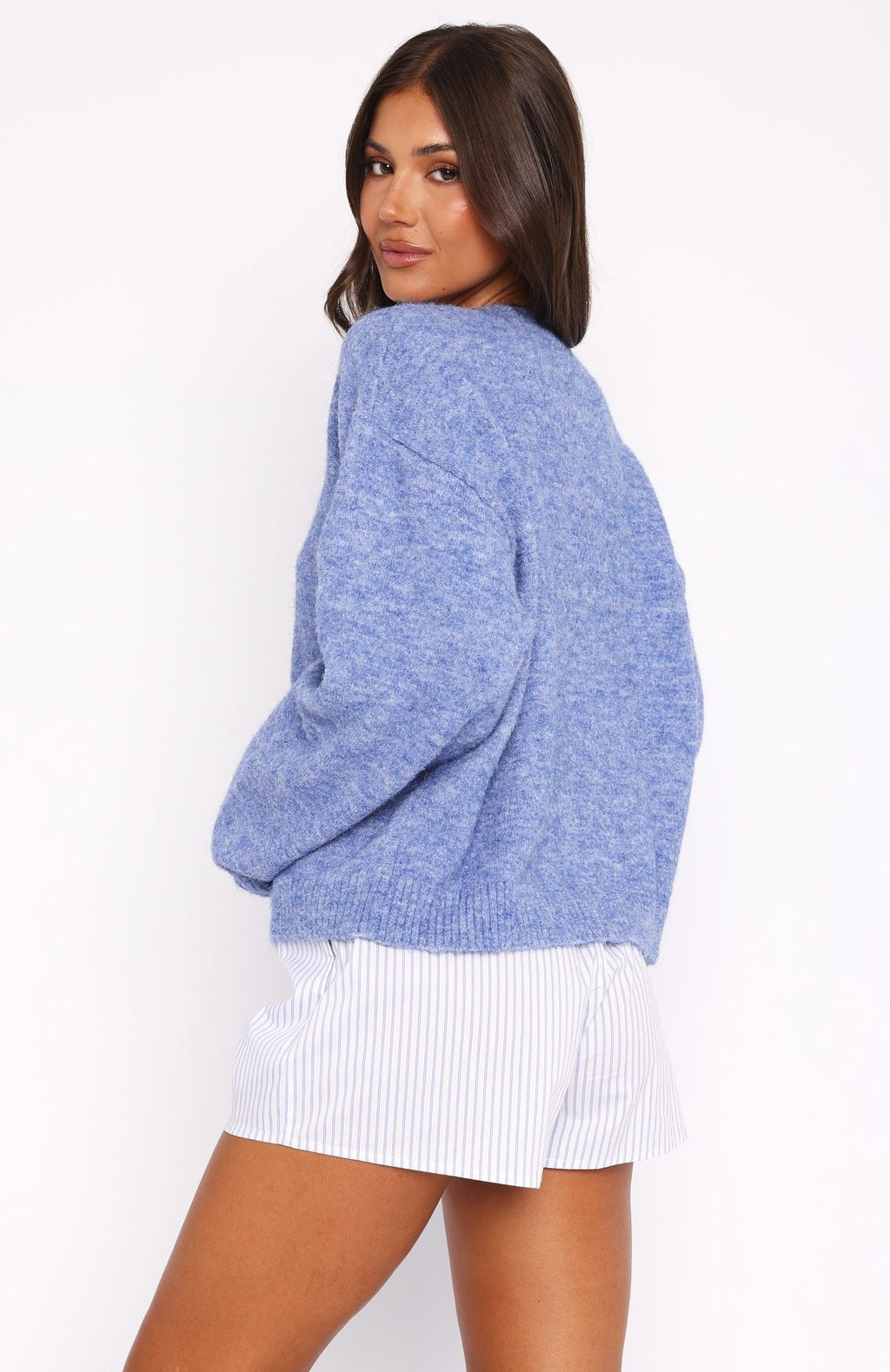 White Fox Warm Whispers Knit Sweater Cornflower Blue