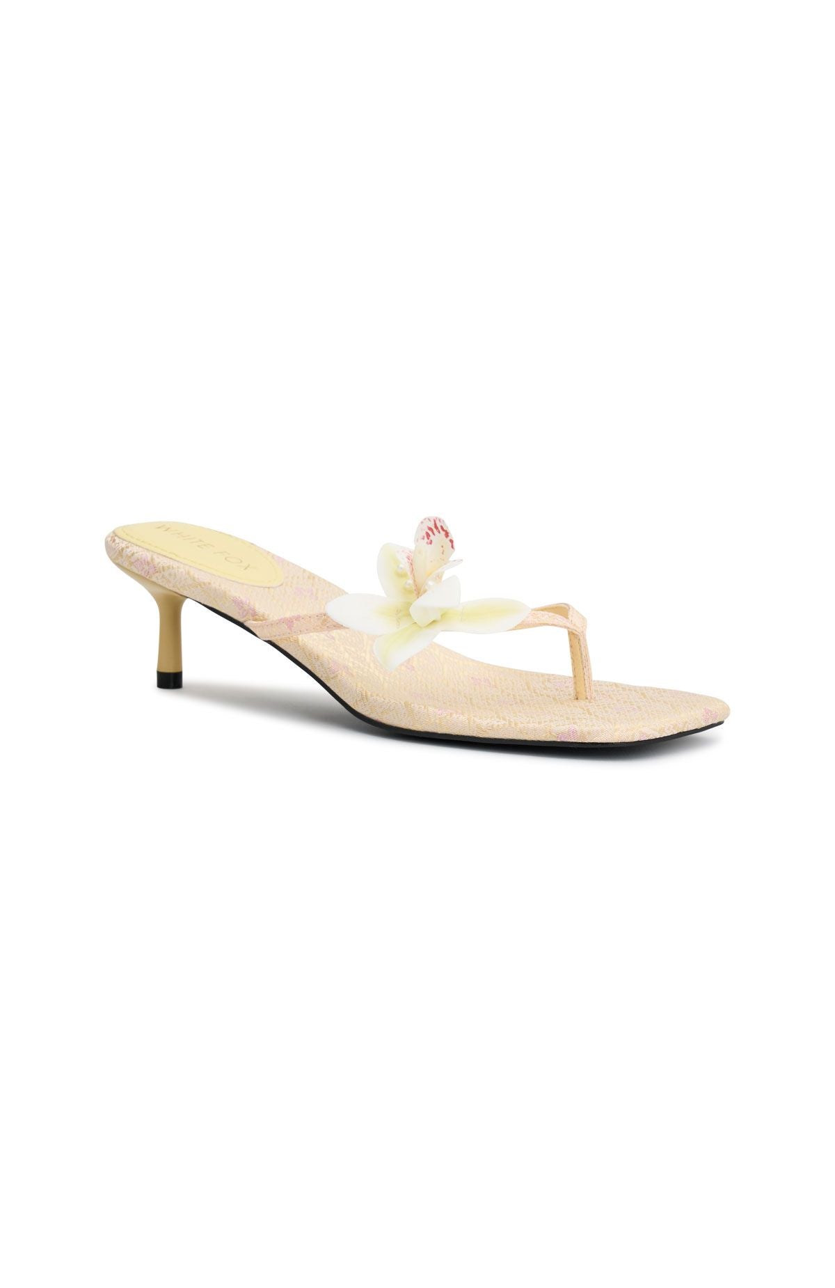 White Fox Rhea Orchid Thong Mules Lemon