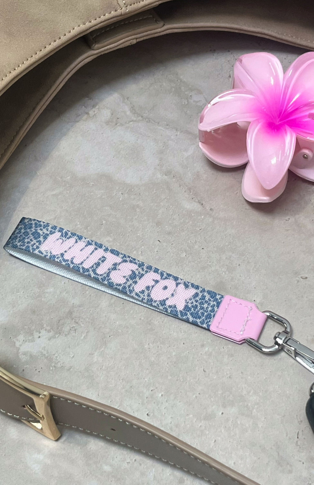 White Fox Standing Out Strap Keychain Leopard