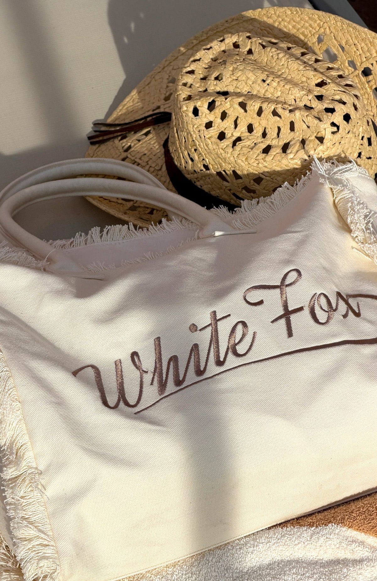 White Fox Addyson Beach Tote Bag Cream