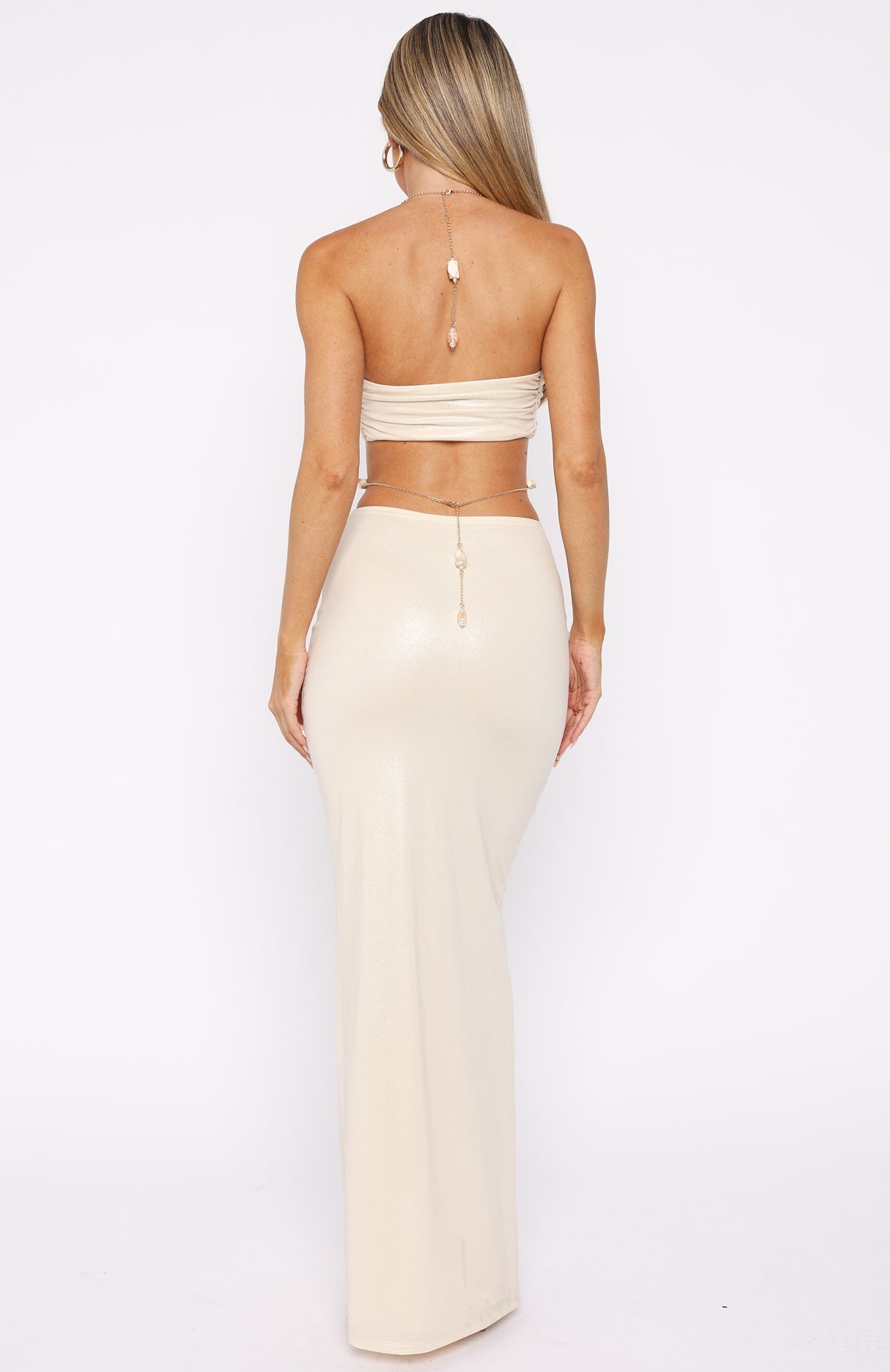 White Fox Electric Memories Maxi Dress Pearl