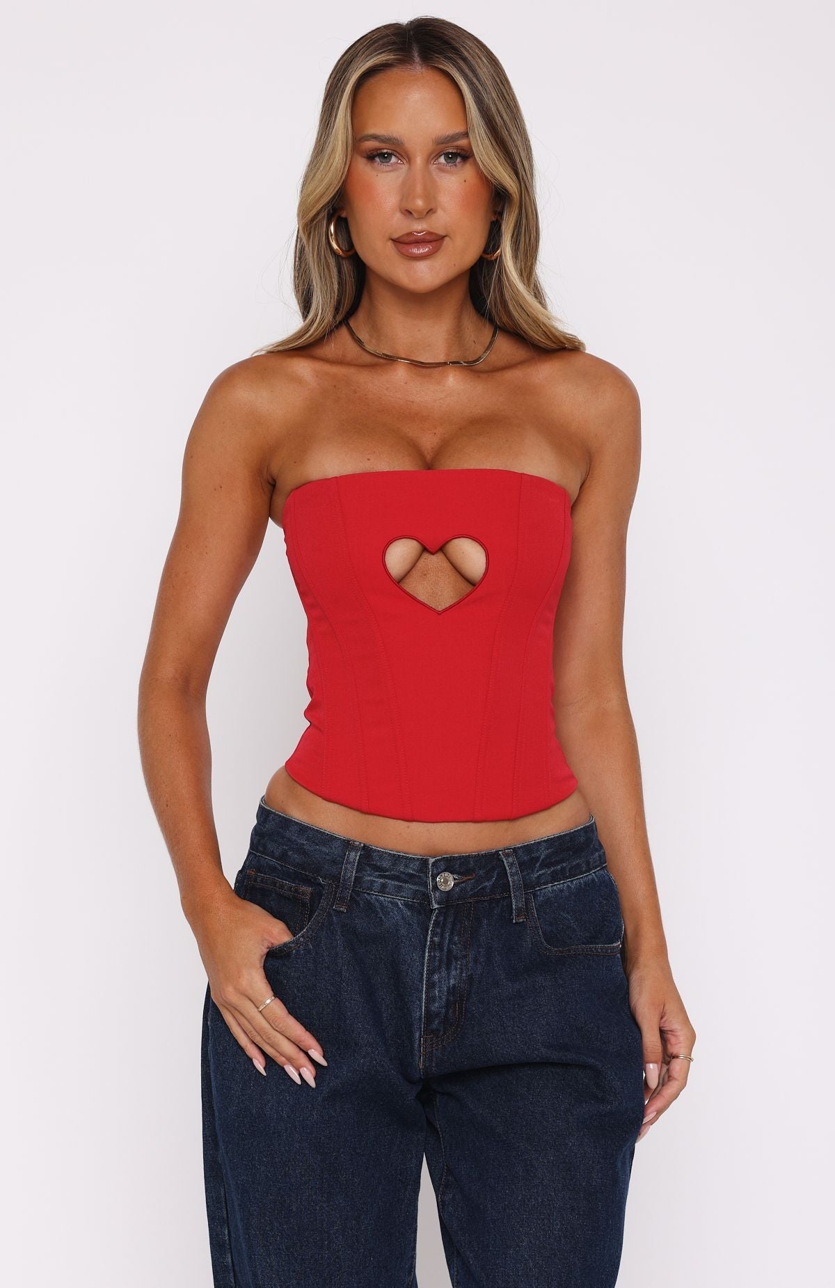 White Fox Never Love Again Strapless Bustier Red