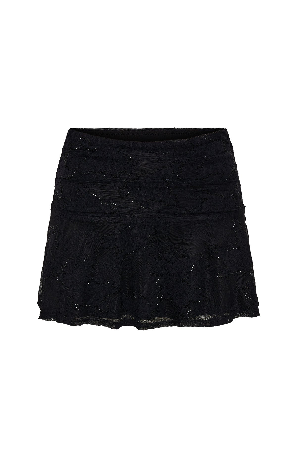 White Fox Be Our Guest Embellished Lace Mini Skirt Black