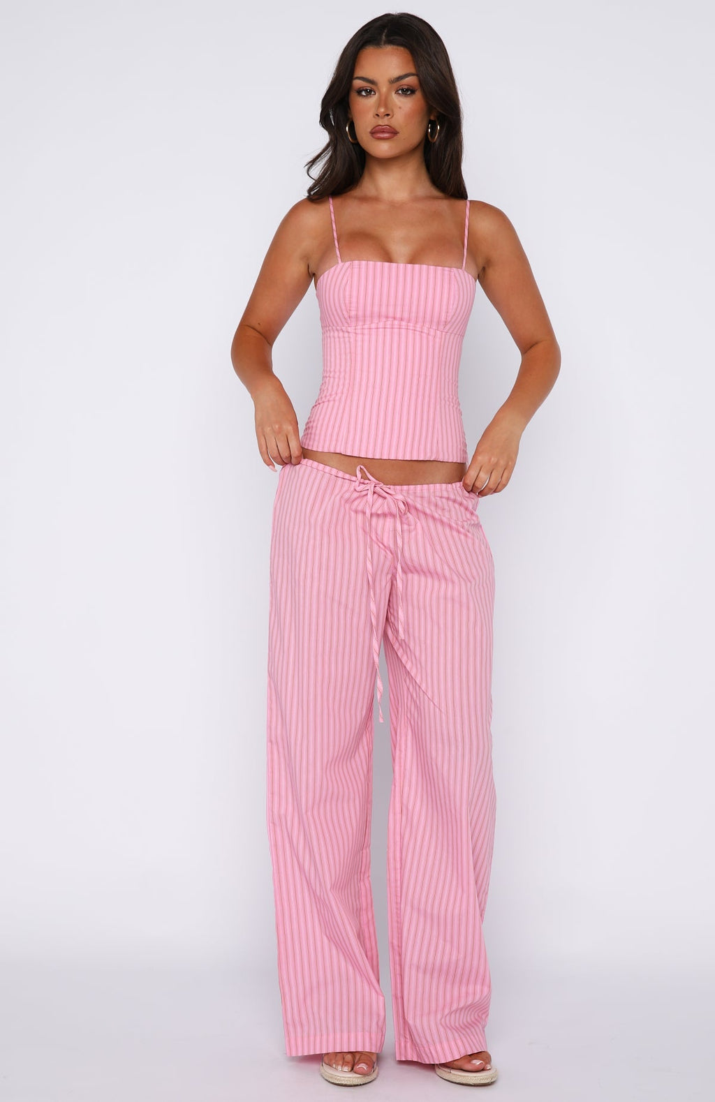 White Fox Born To Glow Bustier Pink Stripe