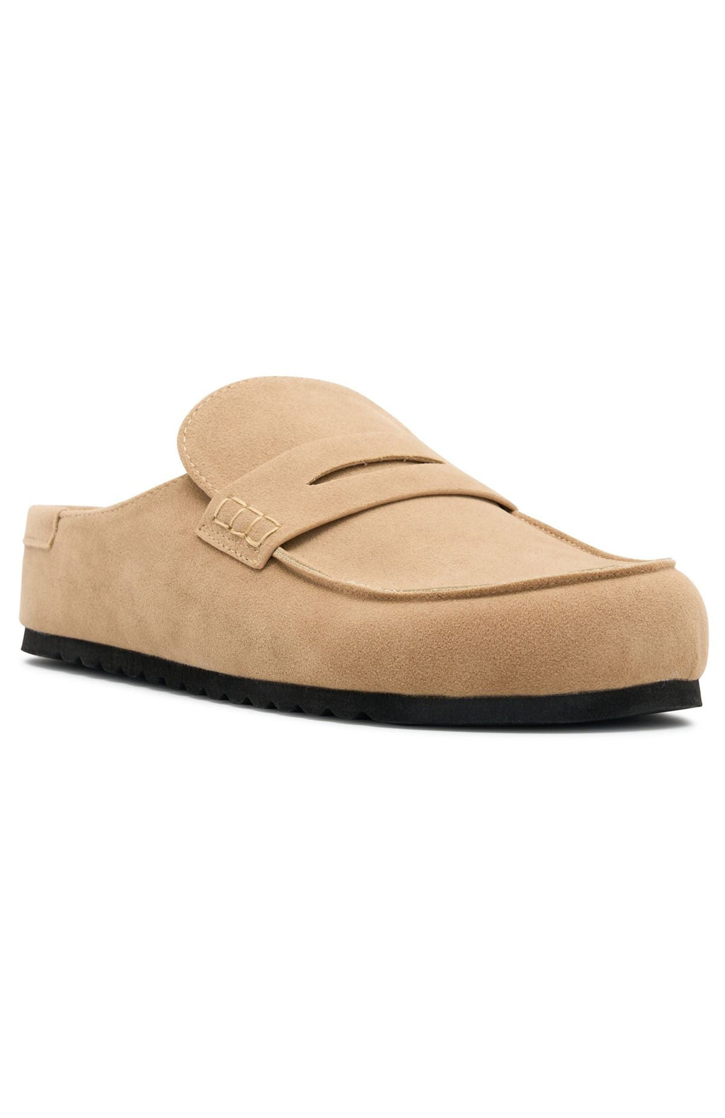 White Fox Cayson Loafer Slides Taupe Faux Suede