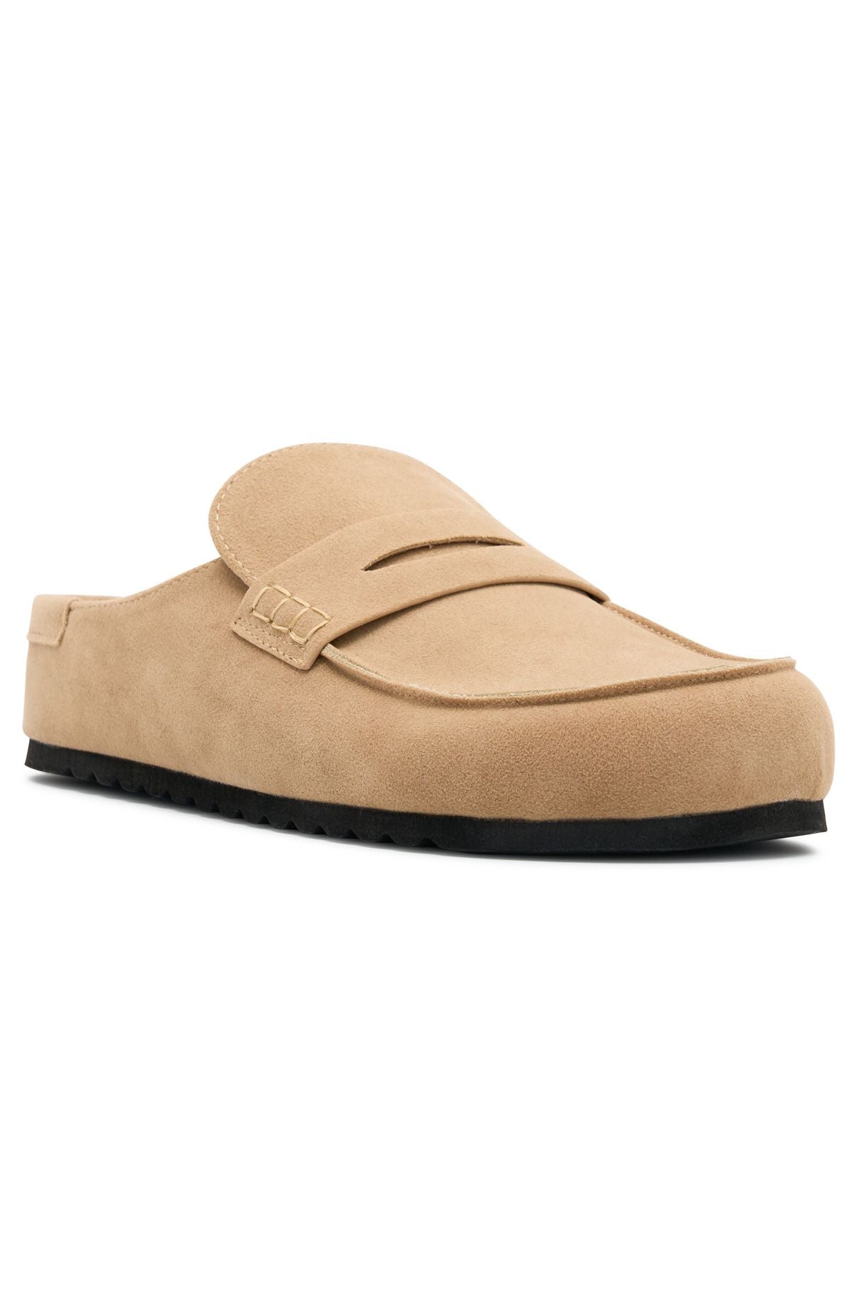 White Fox Cayson Loafer Slides Taupe Faux Suede