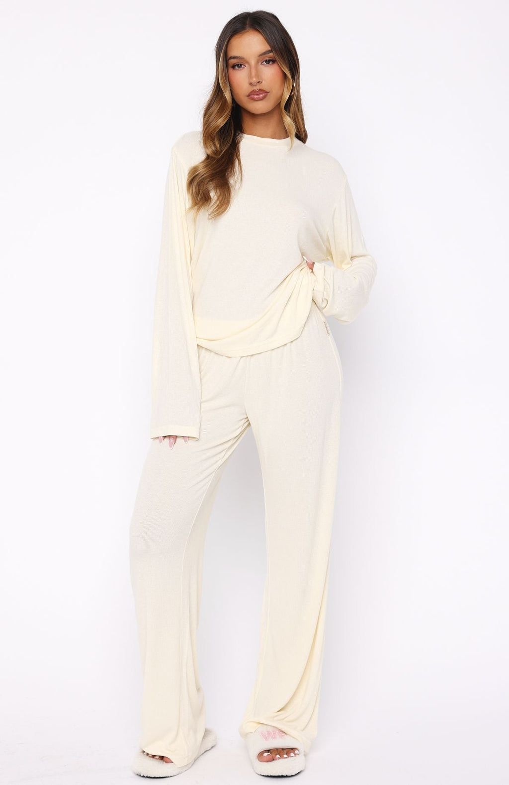 White Fox Wish Upon A Star Pyjama Long Sleeve Top Off White