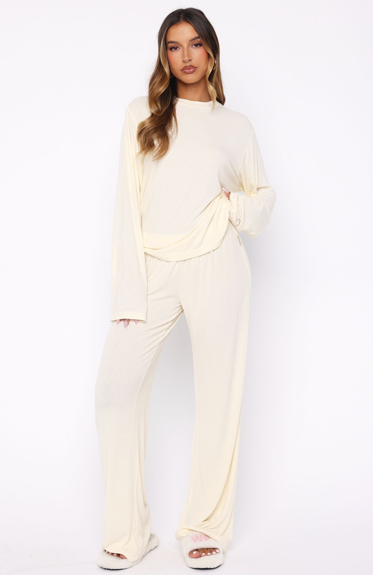 White Fox Wish Upon A Star Pyjama Long Sleeve Top Off White