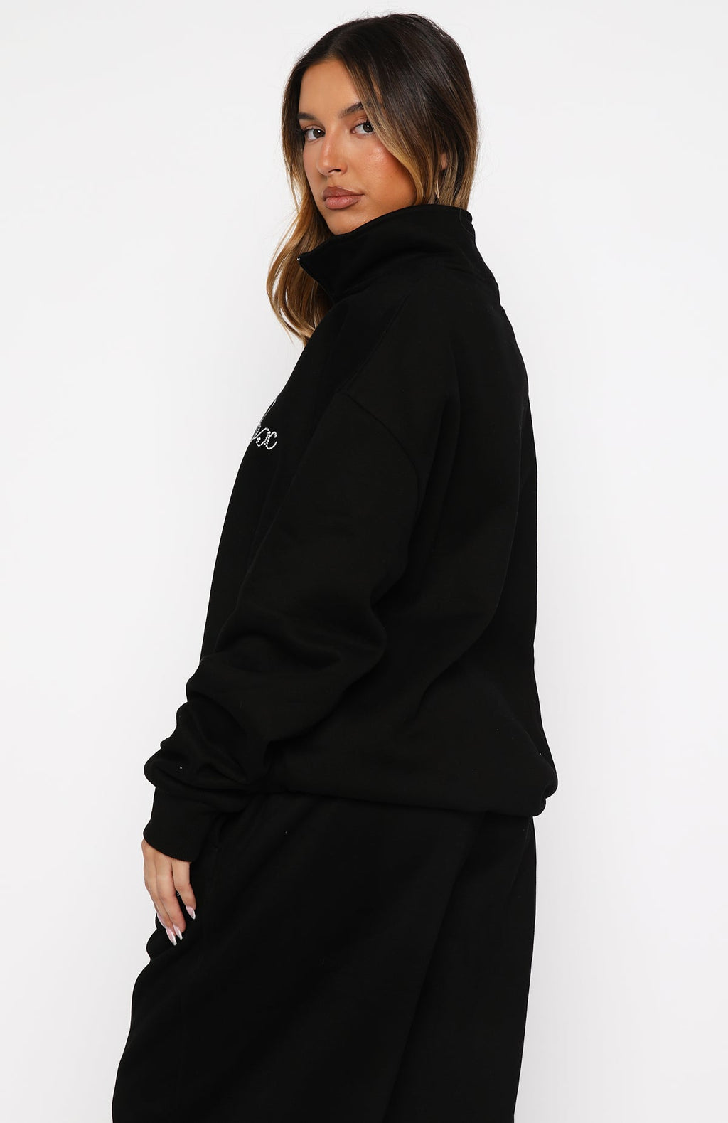 White Fox Make It Or Break It Quarter Zip Sweater Black