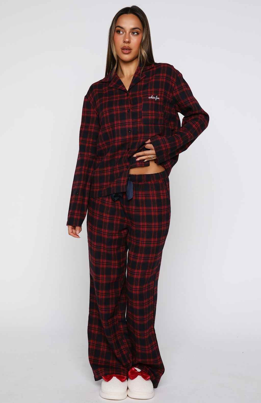White Fox That Time Of Year Long Sleeve Pyjama Top Red/Navy