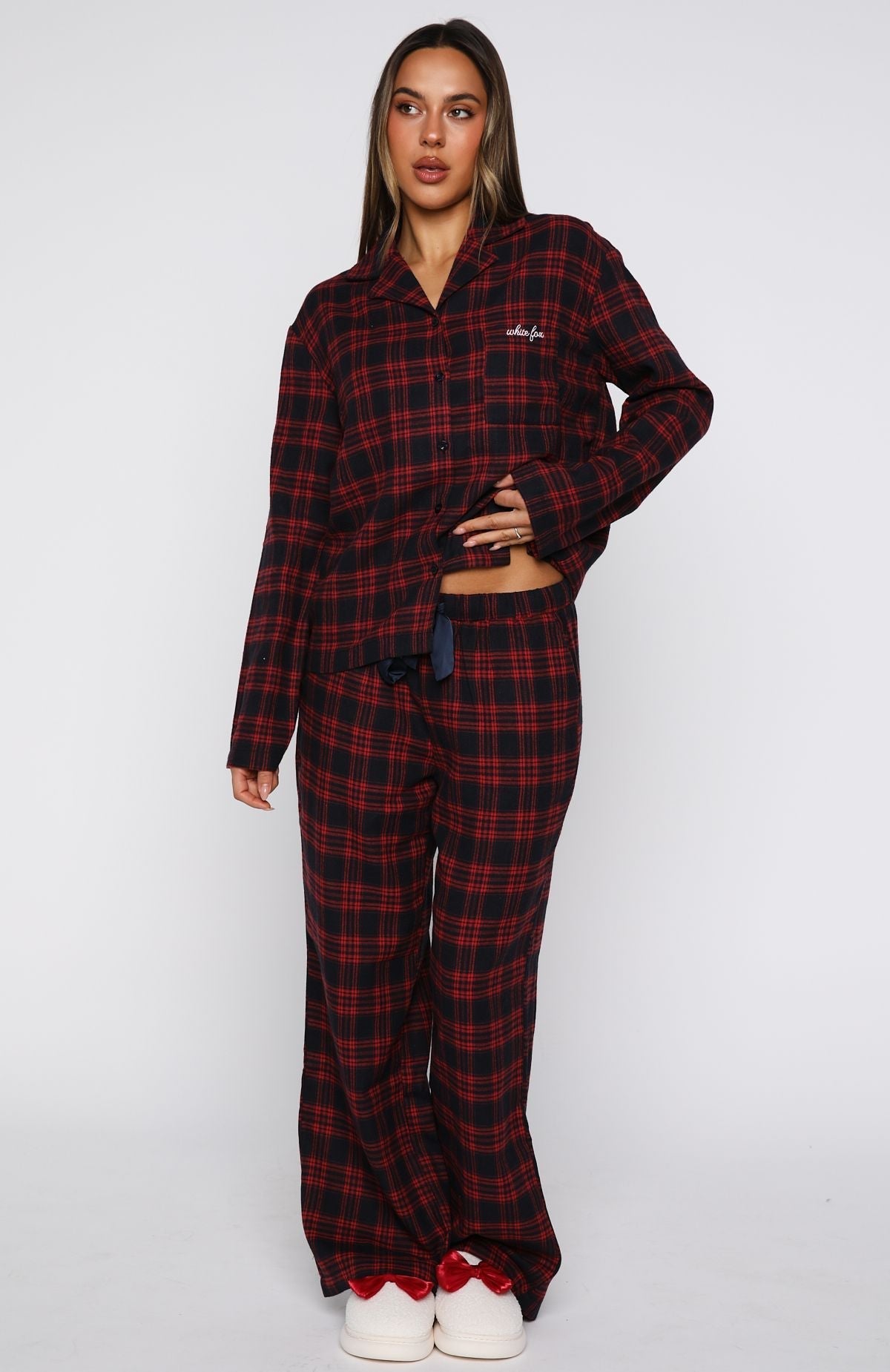 White Fox That Time Of Year Long Sleeve Pyjama Top Red/Navy
