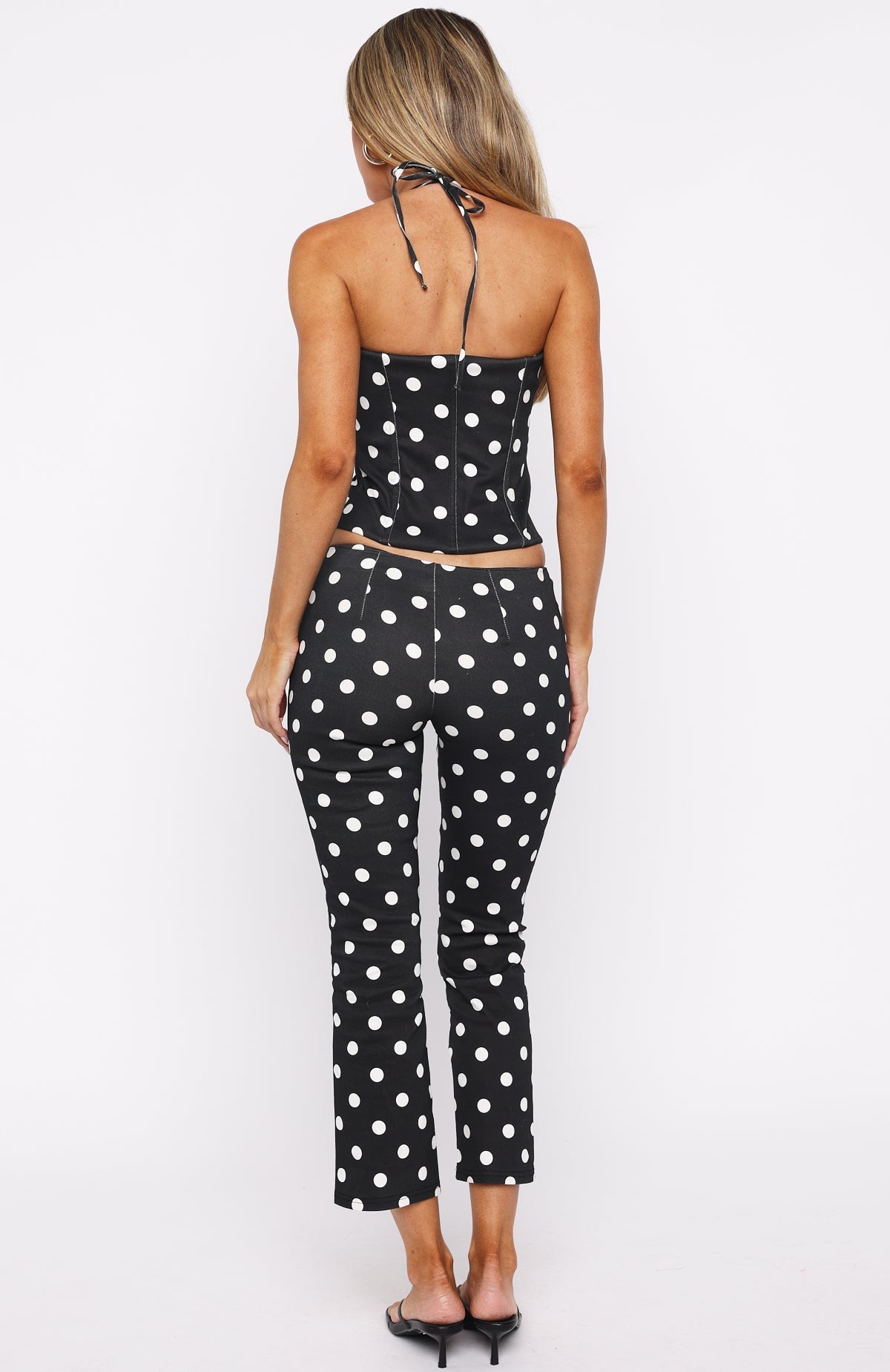 White Fox Sweetie Darling Capri Pants Black/White Polka Dot