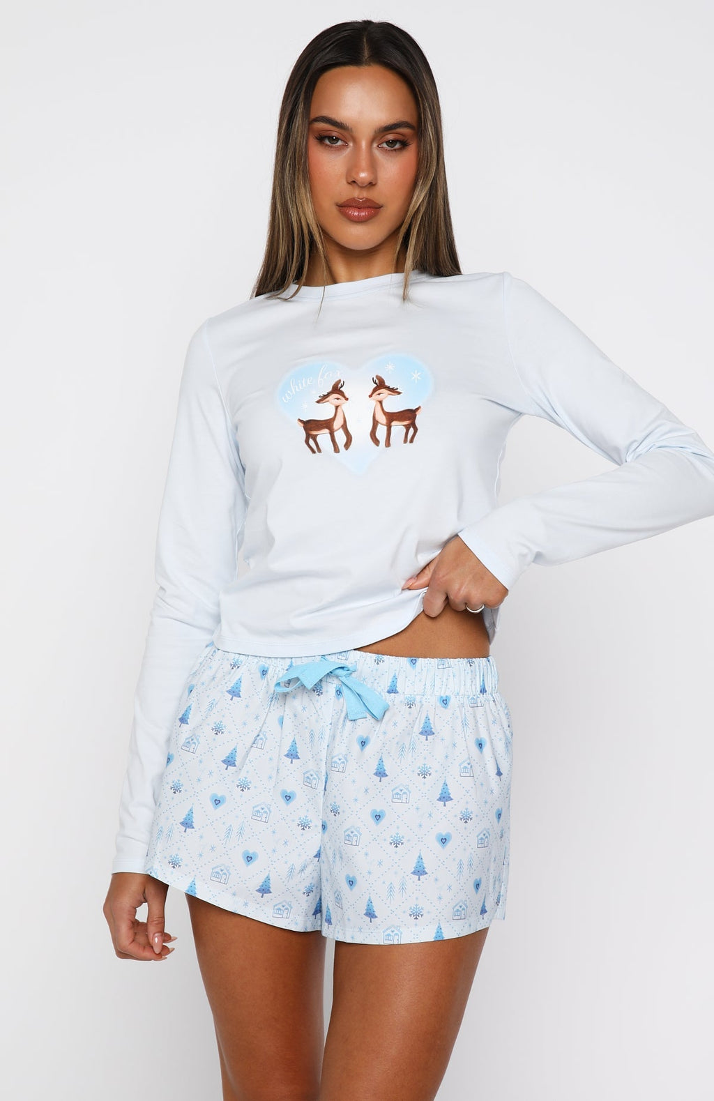 White Fox Baby It's Cold Outside Pyjama Shorts Morning Frost