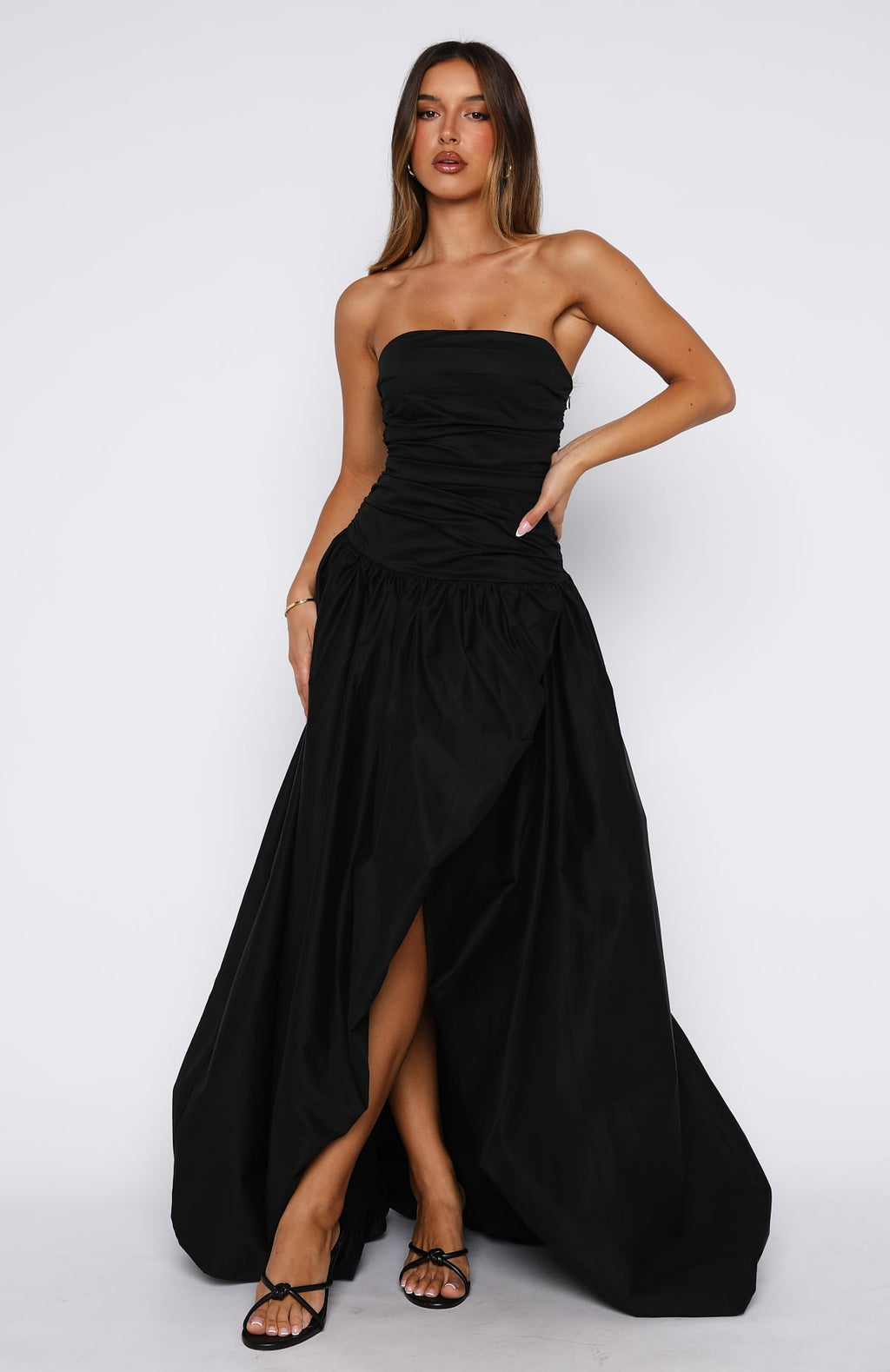 White Fox Keep My Promise Strapless Maxi Dress Black