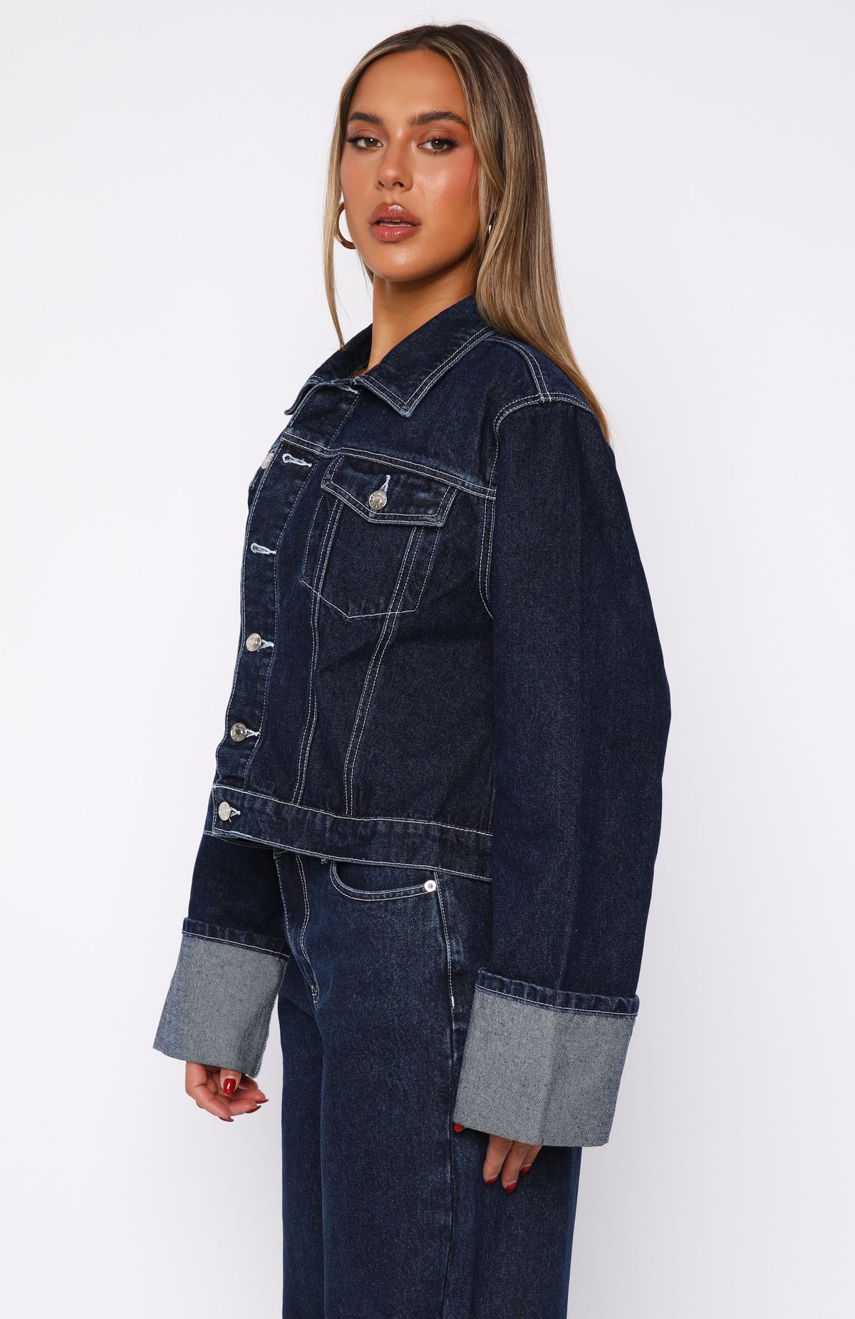 White Fox Charlotte Denim Jacket Dark Indigo