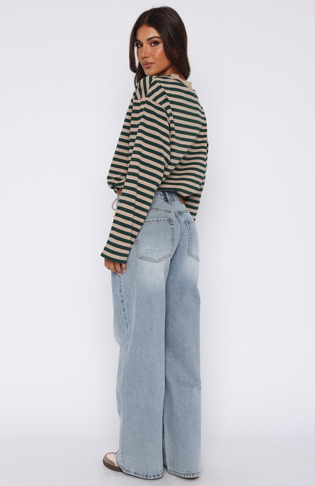 White Fox Kendall Mid Rise Wide Leg Jeans Light Blue