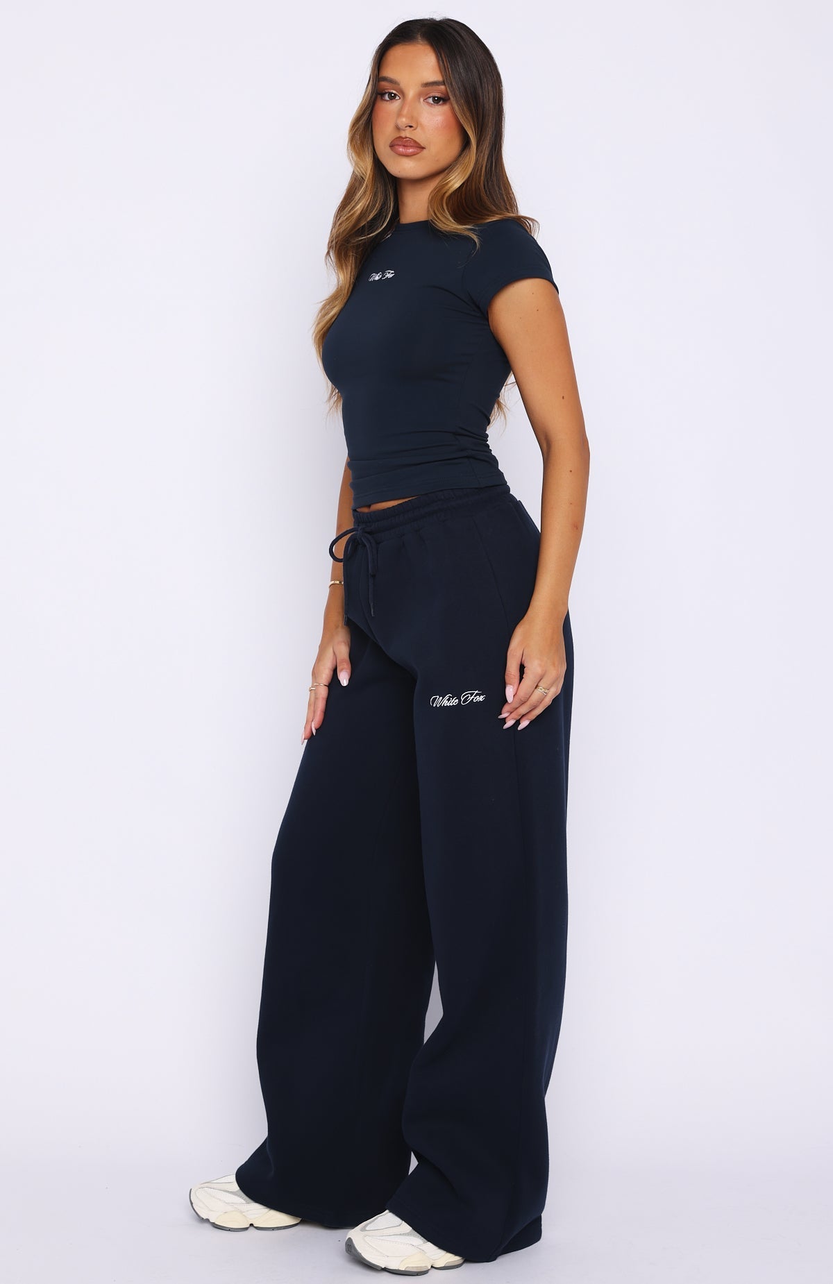 White Fox Wishing For It Wide Leg Sweatpants Navy