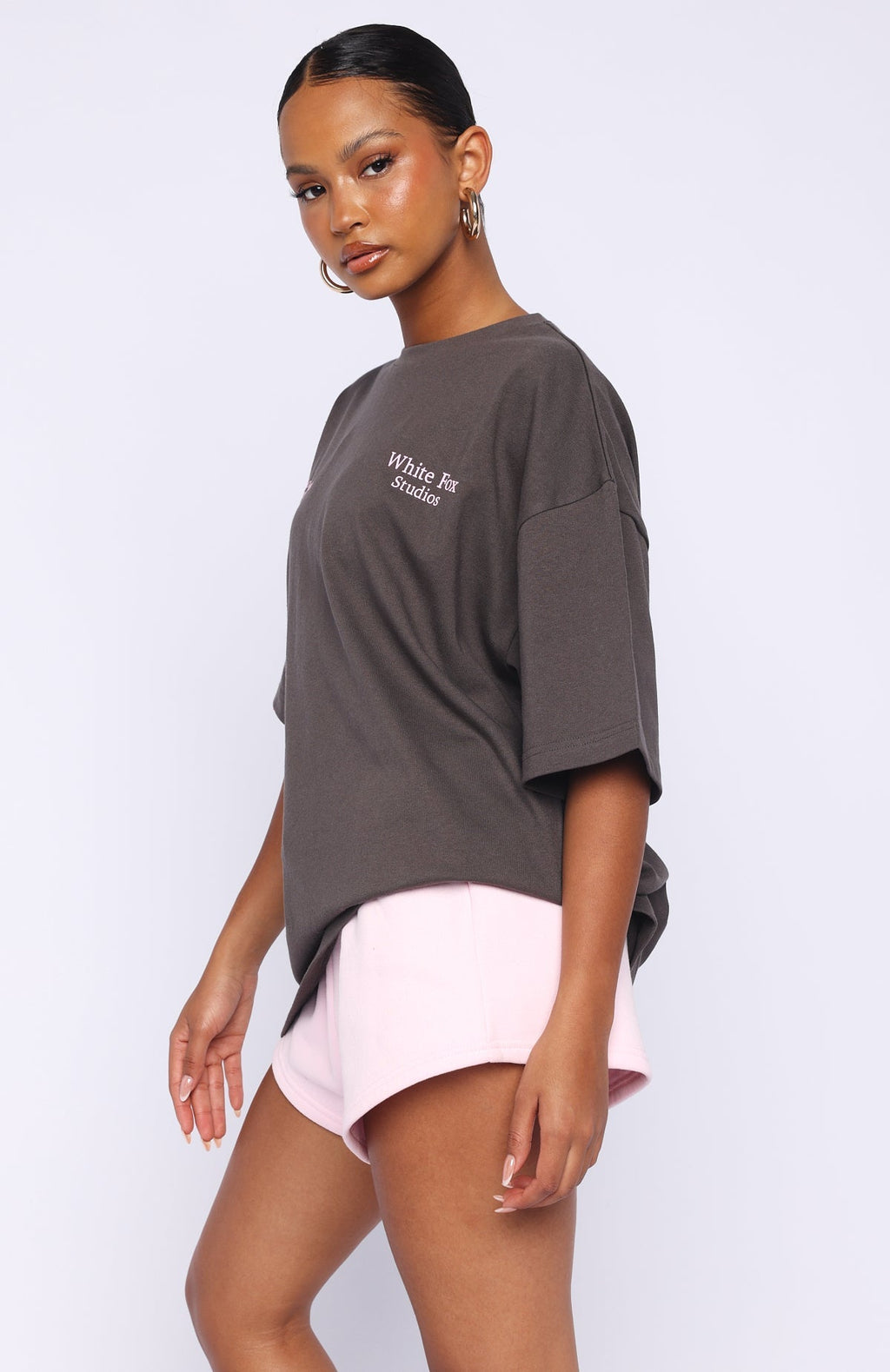White Fox Midnight Chill Oversized Tee Charcoal
