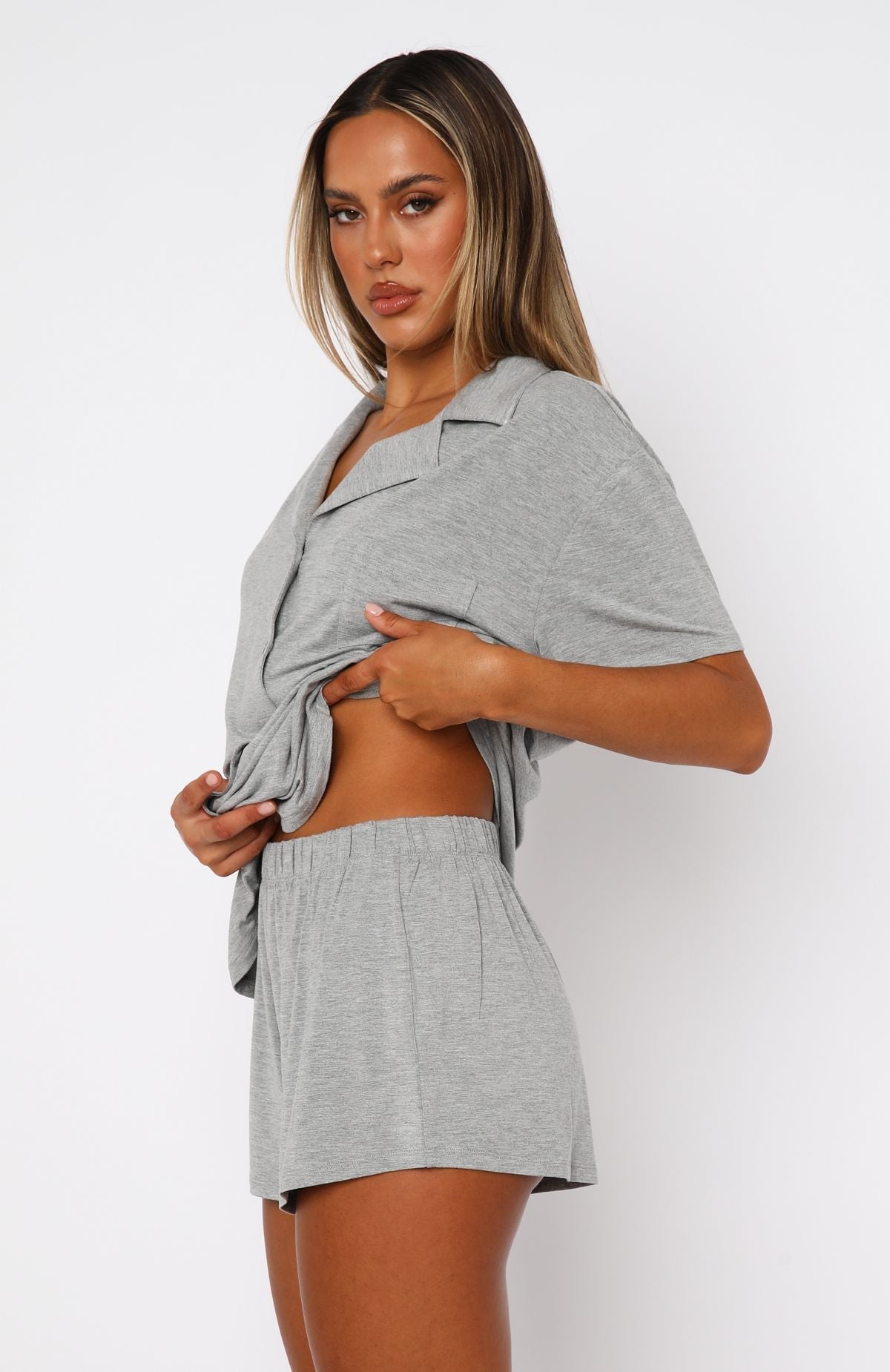 White Fox Dreamscape Pyjama Set Grey Marle