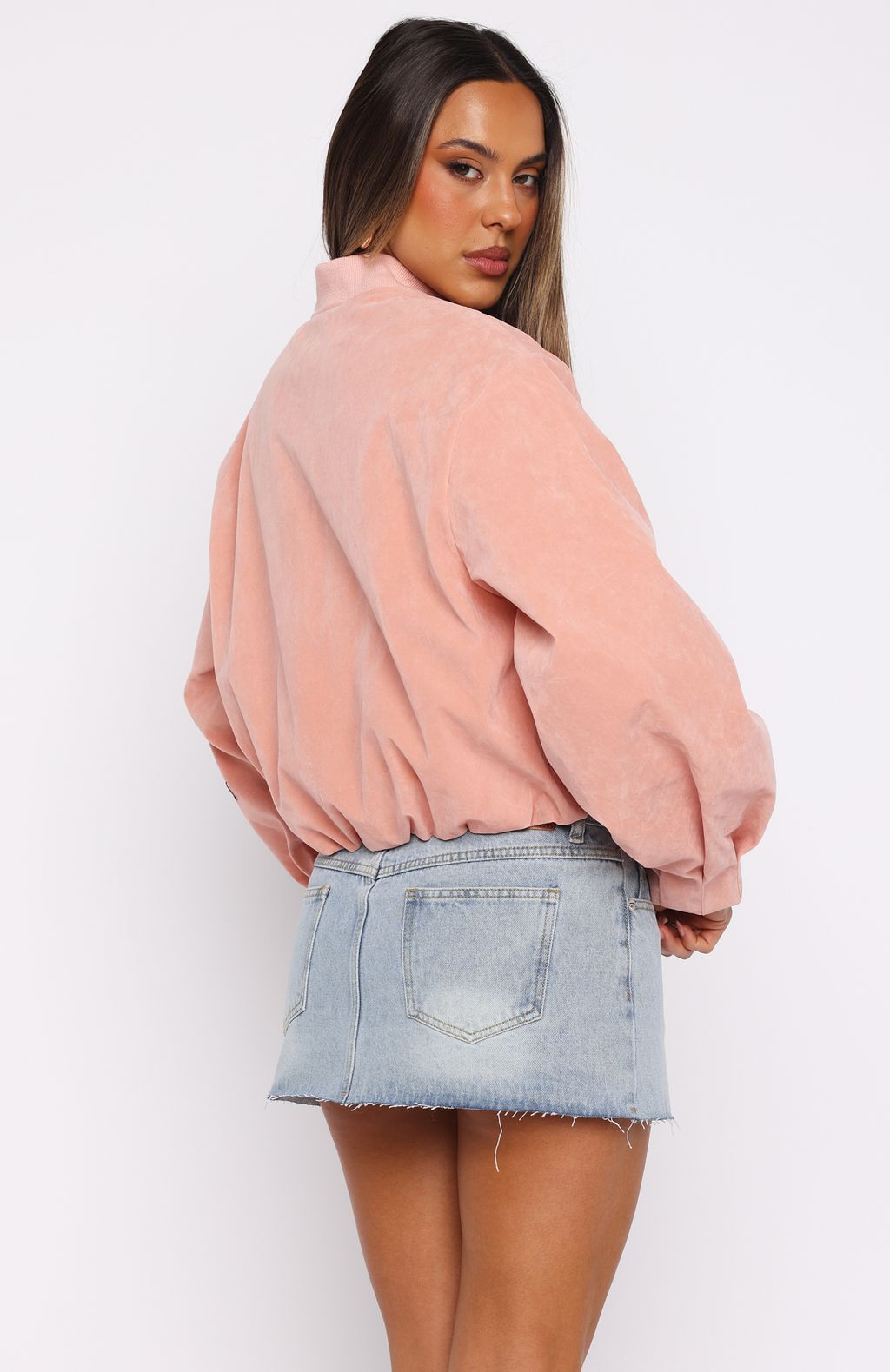 White Fox What Did I Miss Faux Suede Jacket Blush