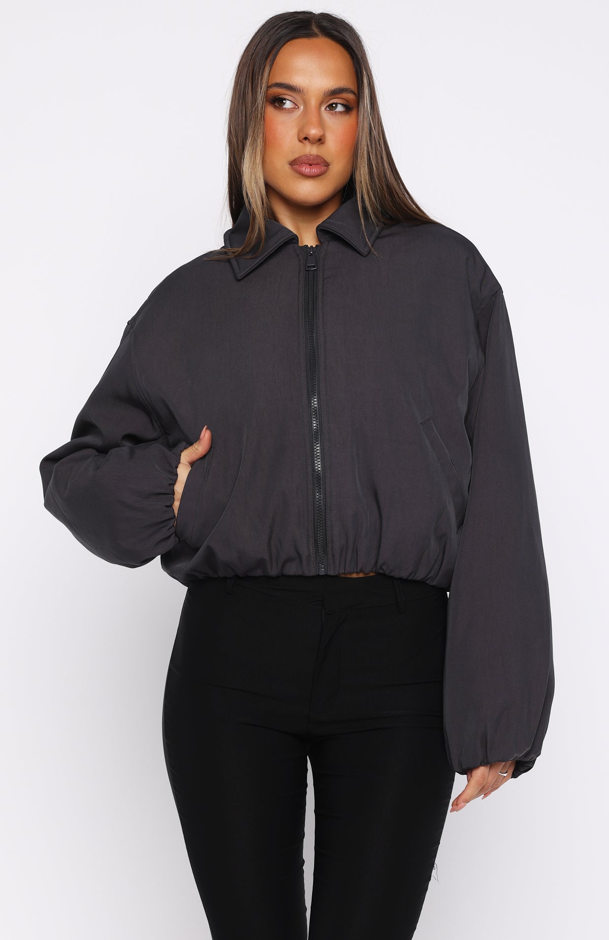 White Fox Back To Friends Jacket Charcoal