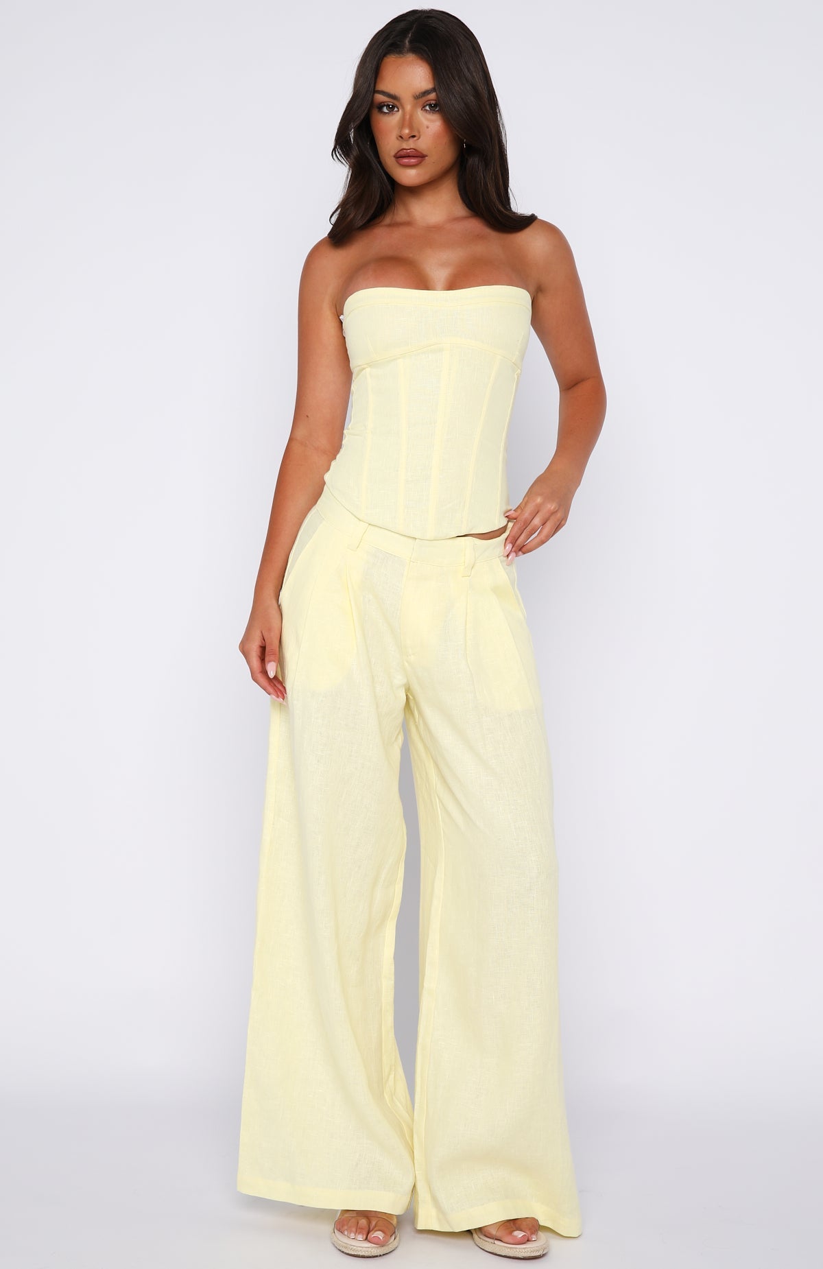 White Fox Unfinished Feelings Pants Lemon