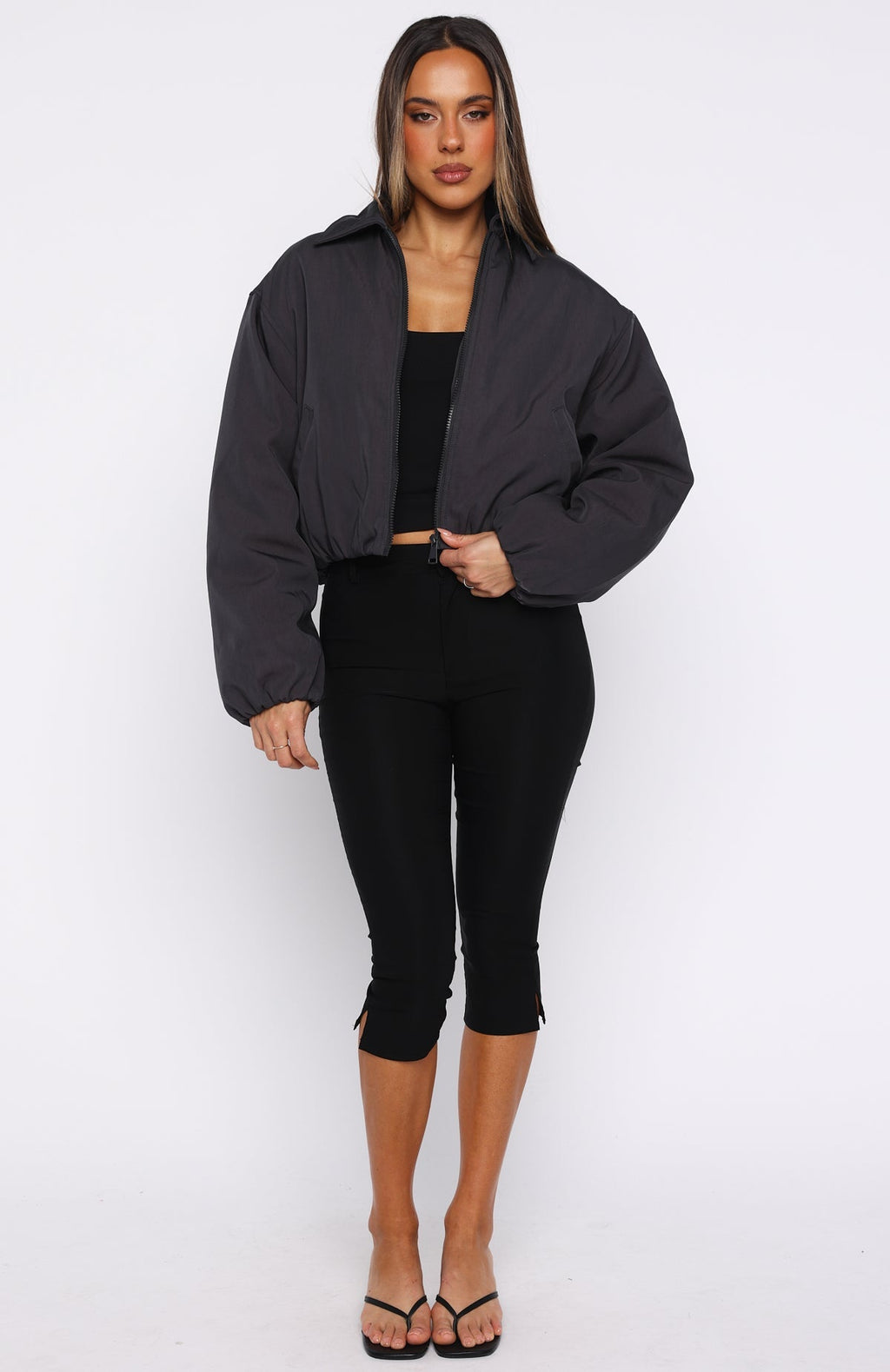 White Fox Back To Friends Jacket Charcoal