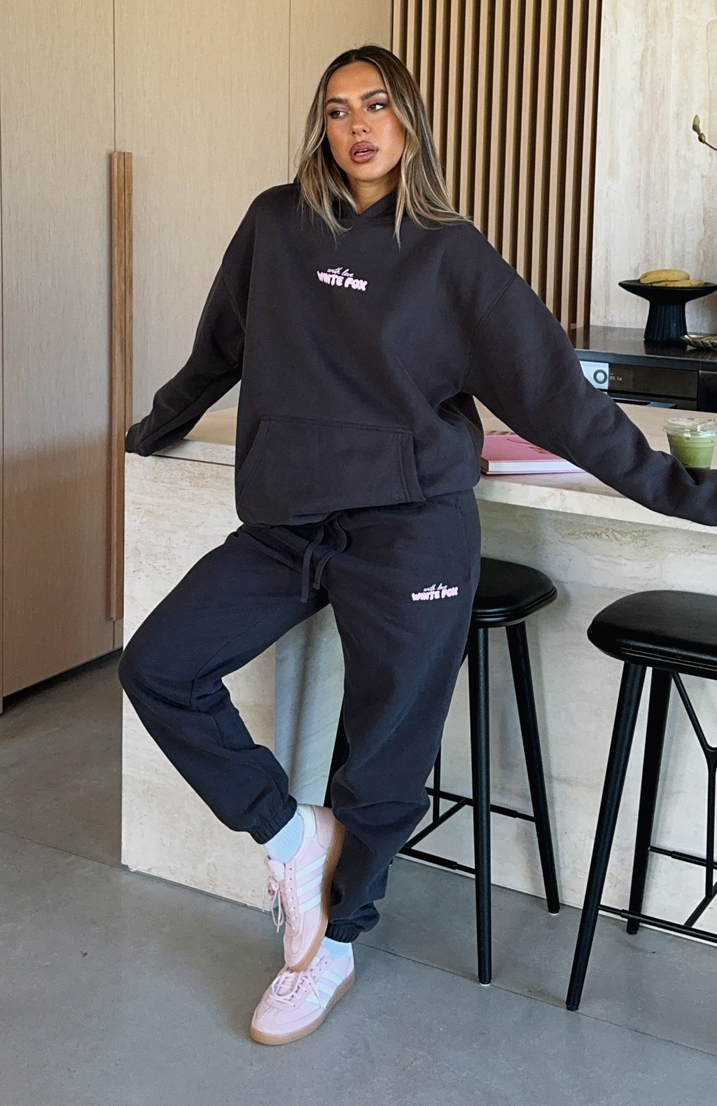 White Fox With Love In The Moment Sweatpants Charcoal