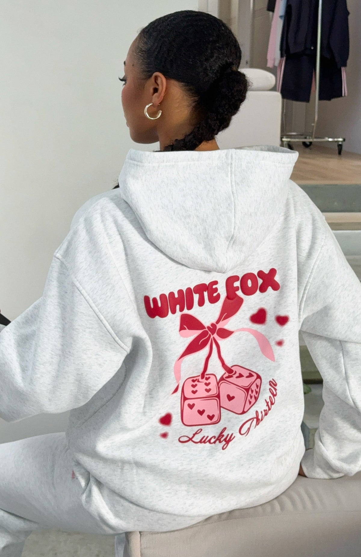 White Fox Lucky Thirteen Cheyenne Oversized Hoodie Grey Marle