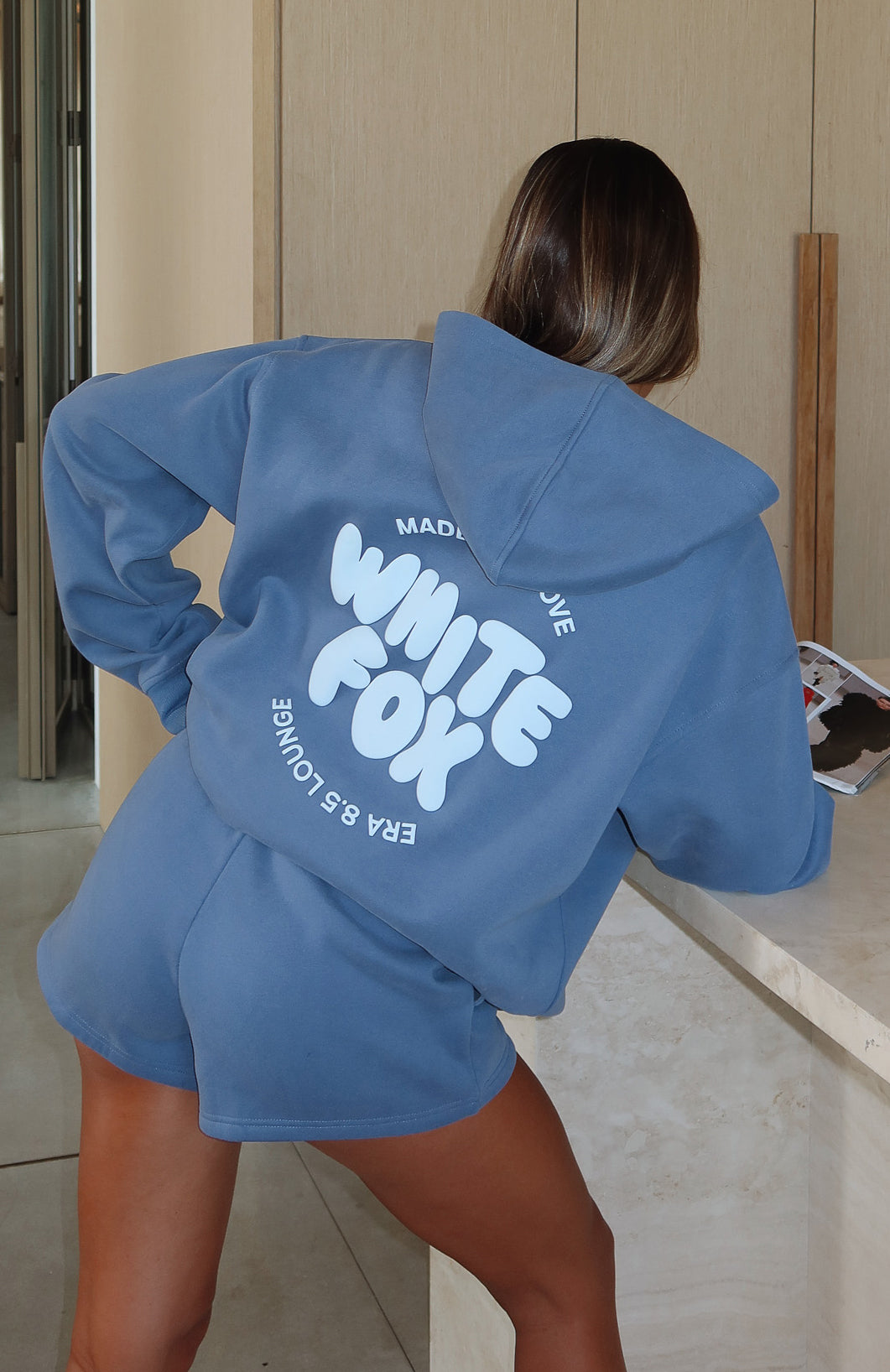 White Fox With Love For You Oversized Hoodie Ocean
