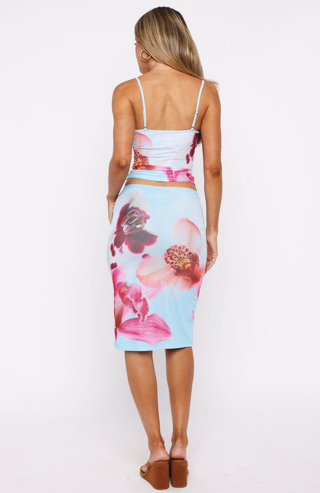 White Fox Viva La Vida Midi Skirt Blue Daze