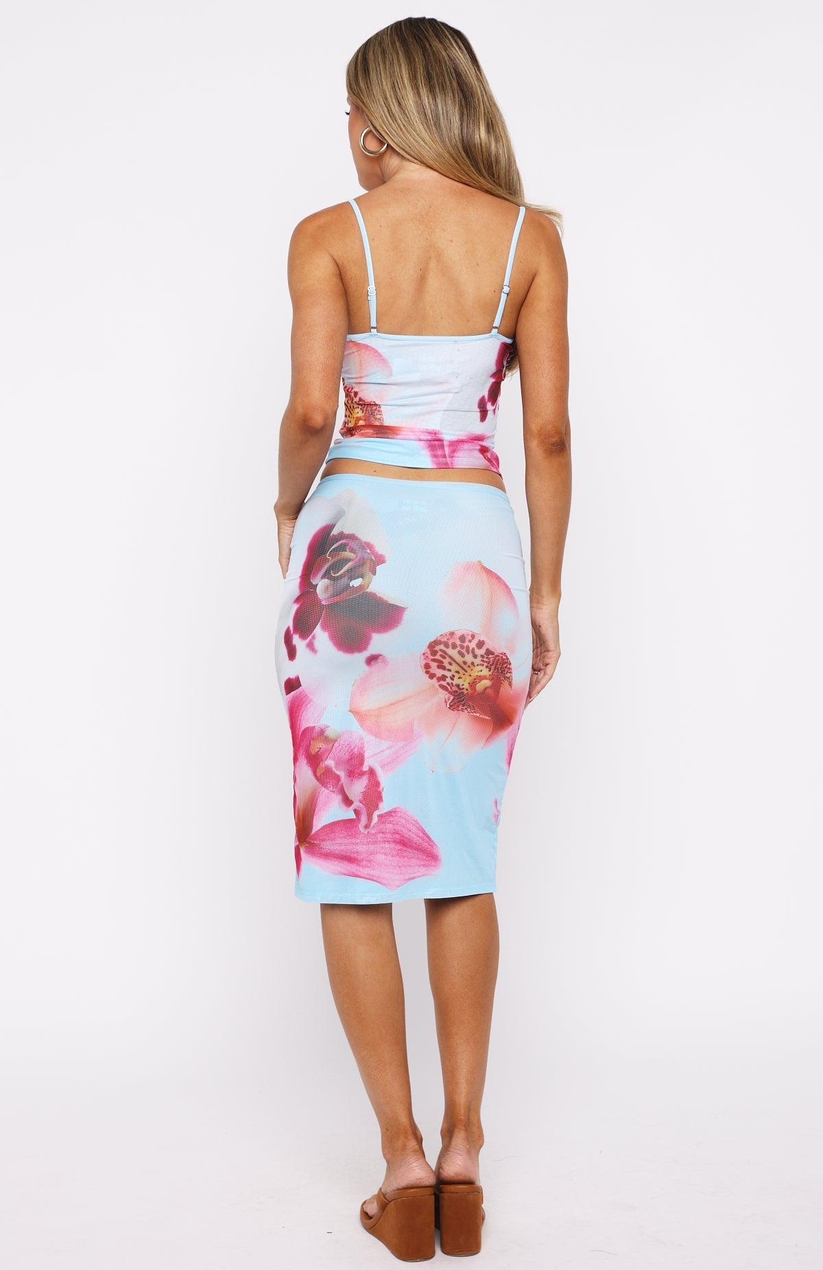 White Fox Viva La Vida Midi Skirt Blue Daze