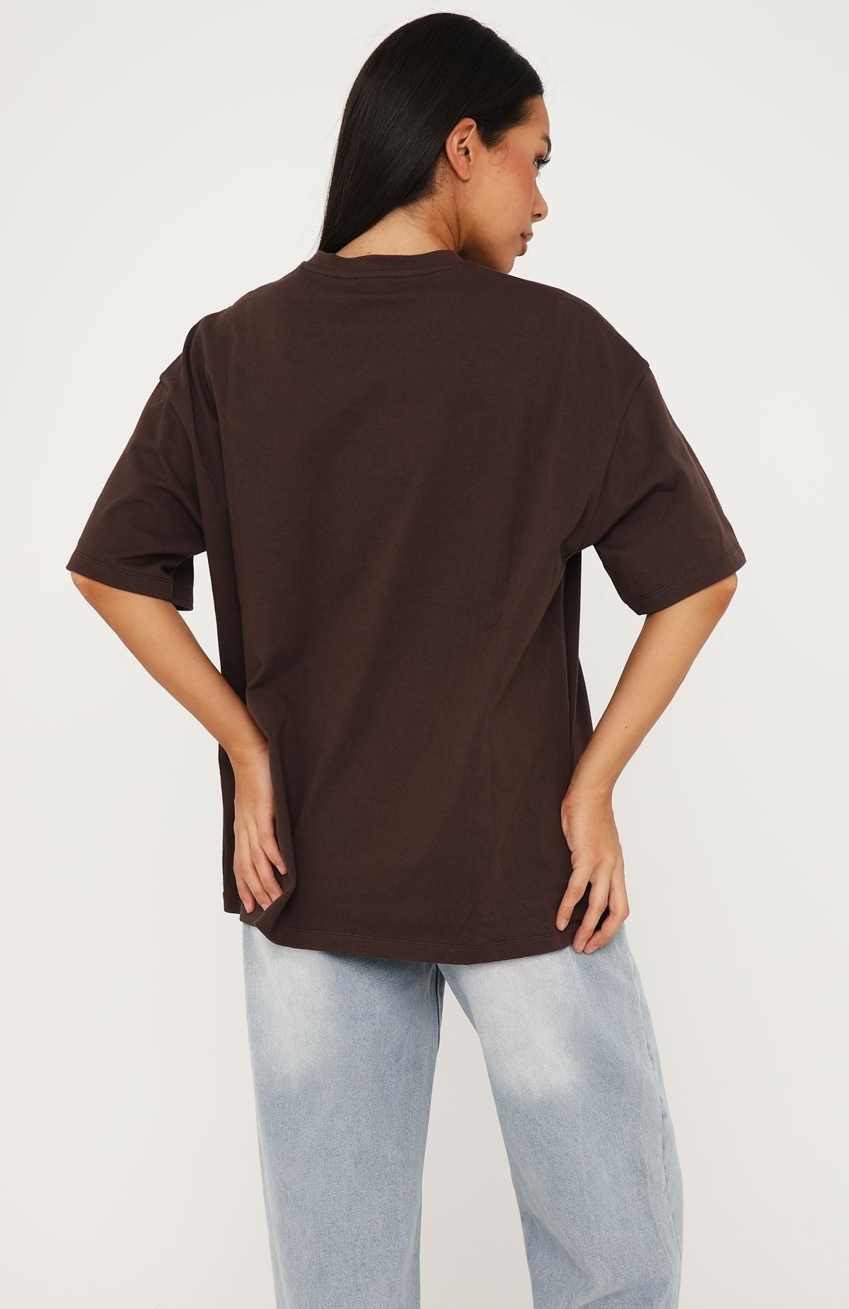 White Fox No Matter What Happens Oversized Tee Chocolate