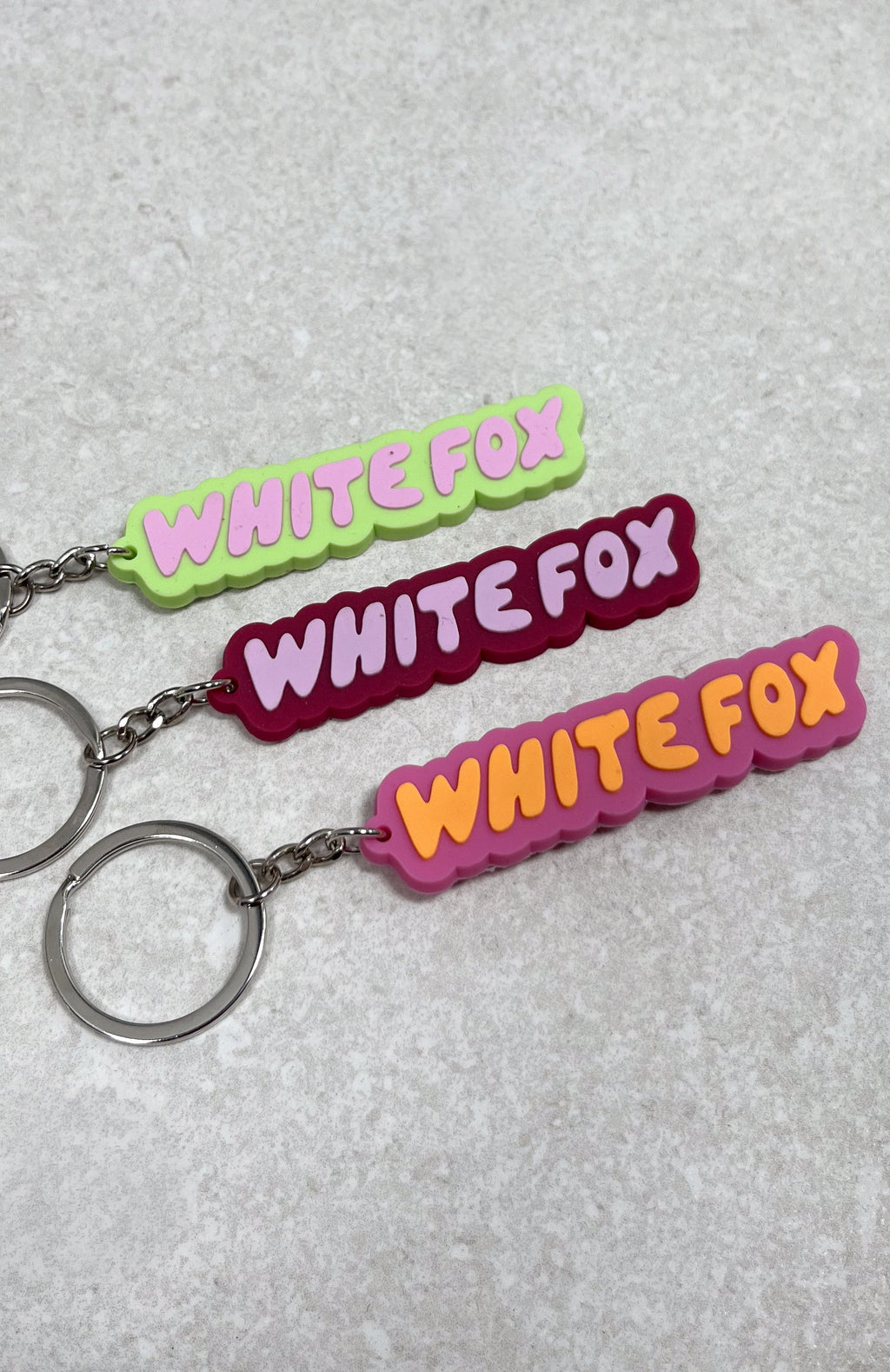 White Fox Chasing Rainbows Keychain 3 Pack Mixed