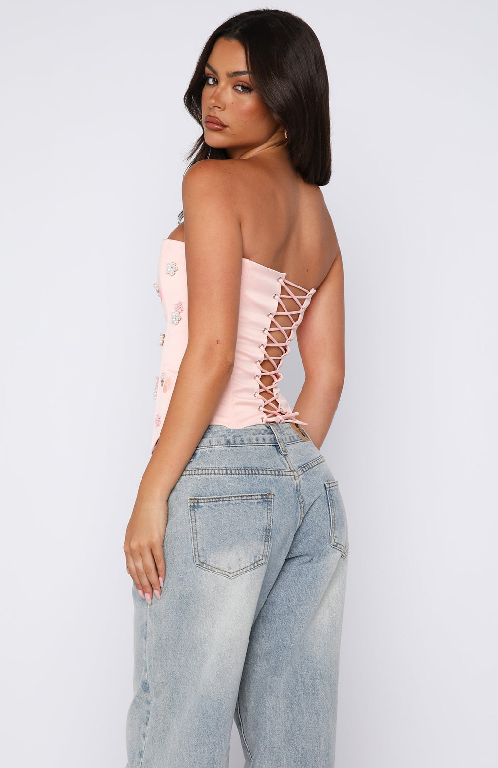 White Fox Summer Love Strapless Bustier Baby Pink
