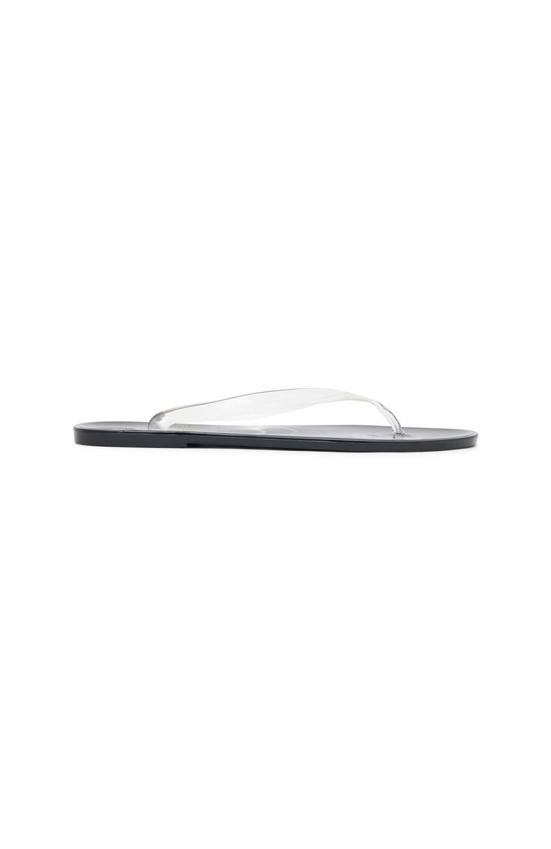 White Fox Dean Jelly Thong Sandals Black/Clear