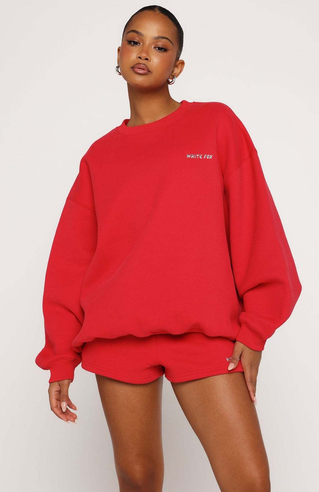 White Fox Test Drive Oversized Sweater Red