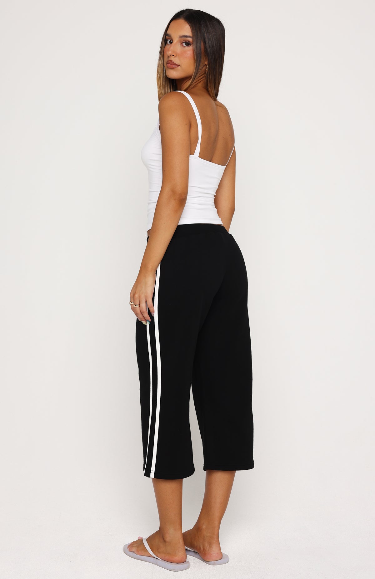 White Fox Stuck In A Daze Capri Track Pants Black