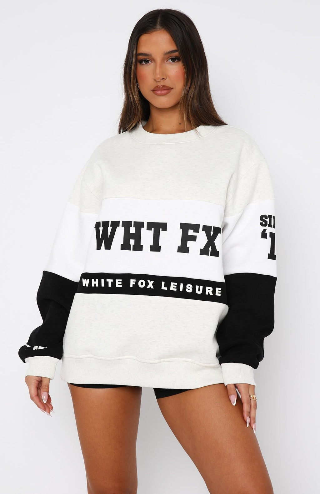 White Fox Latest And Greatest Oversized Sweater Grey Marle/Black